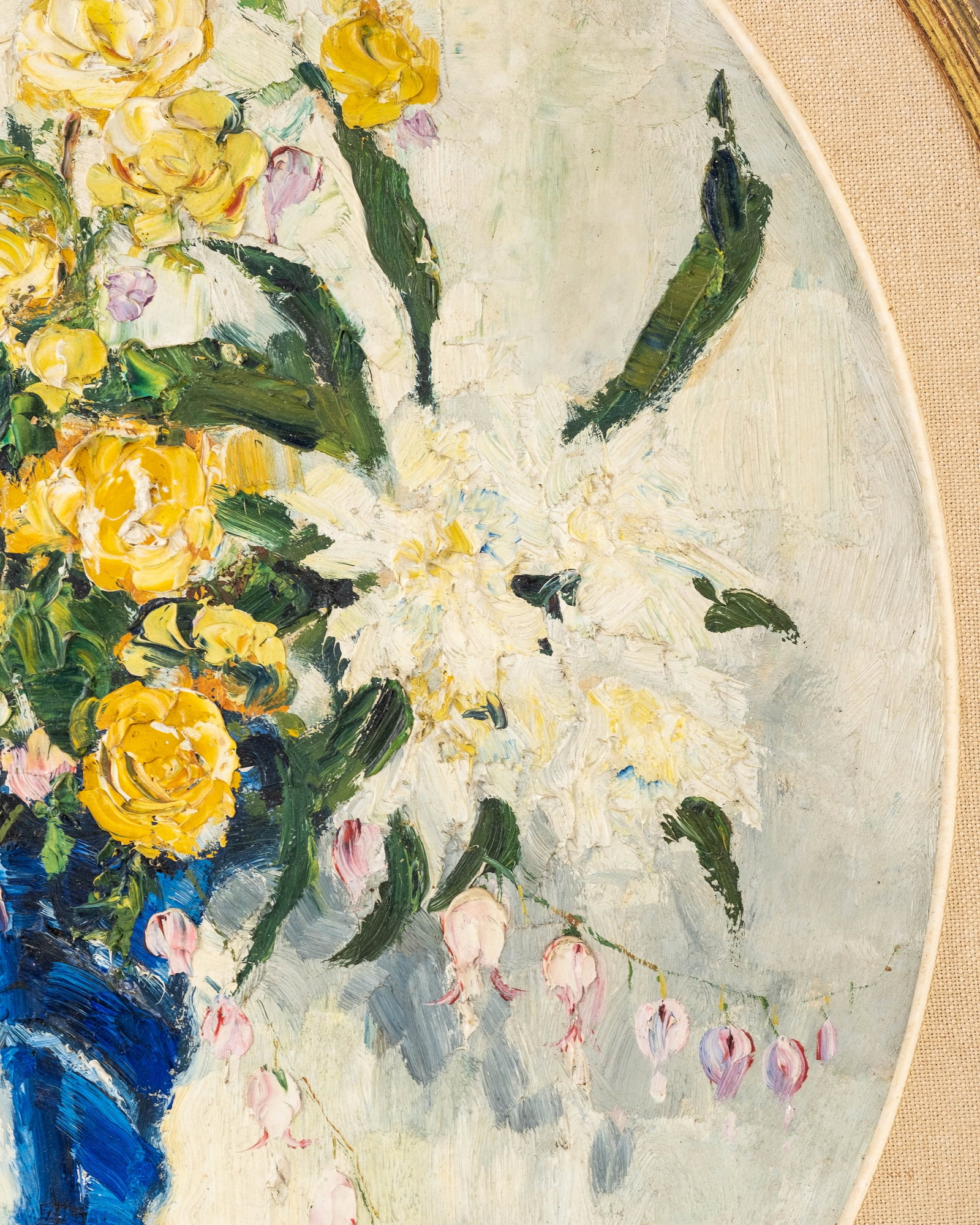 Paul Hagemans Signed 'Yellow Bouquet In The Blue Vase' Oil Painting - 6