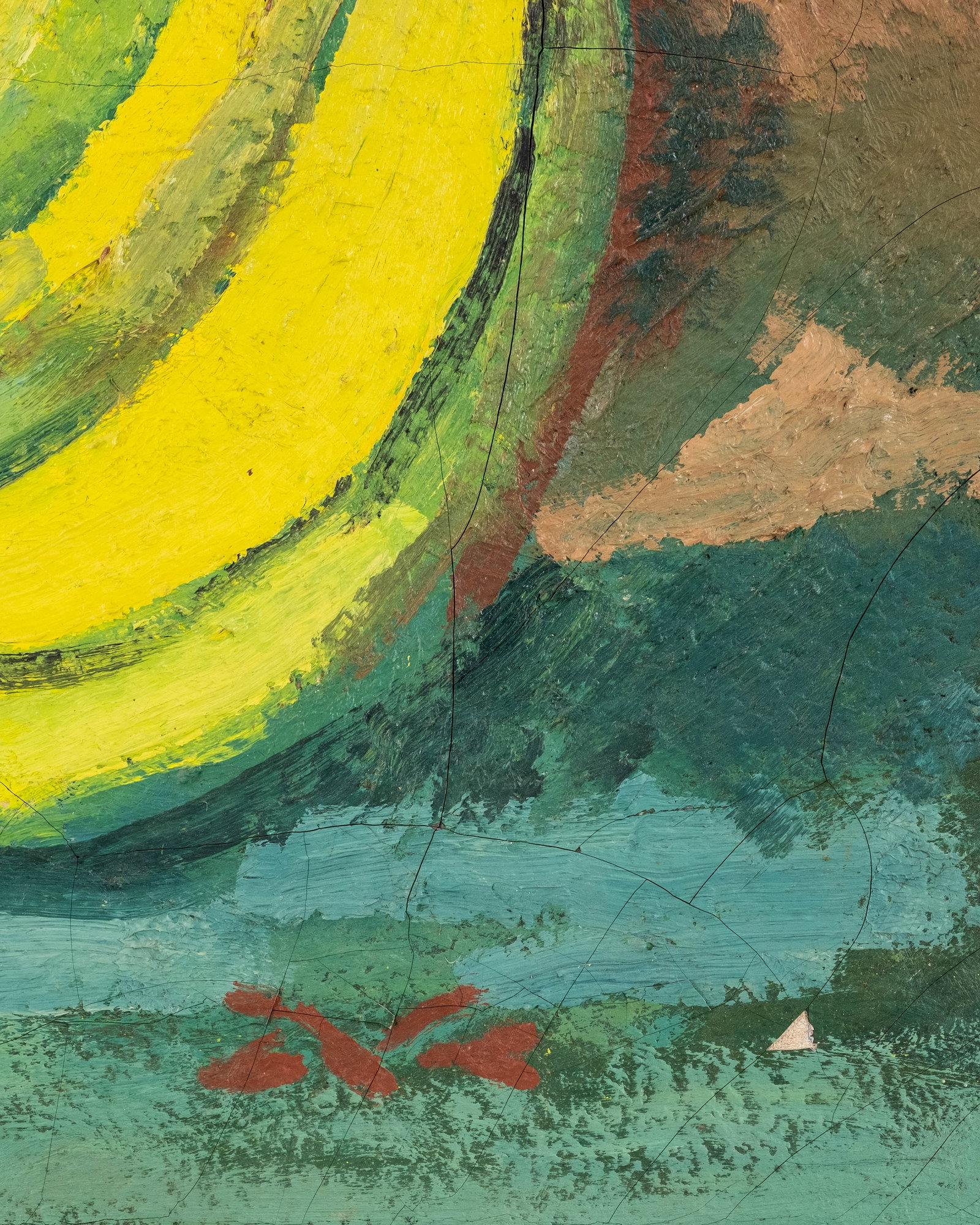 No Reserve: Mystery Artist: Monogrammed Modernist Still Life With Bananas, Oil Painting - 4