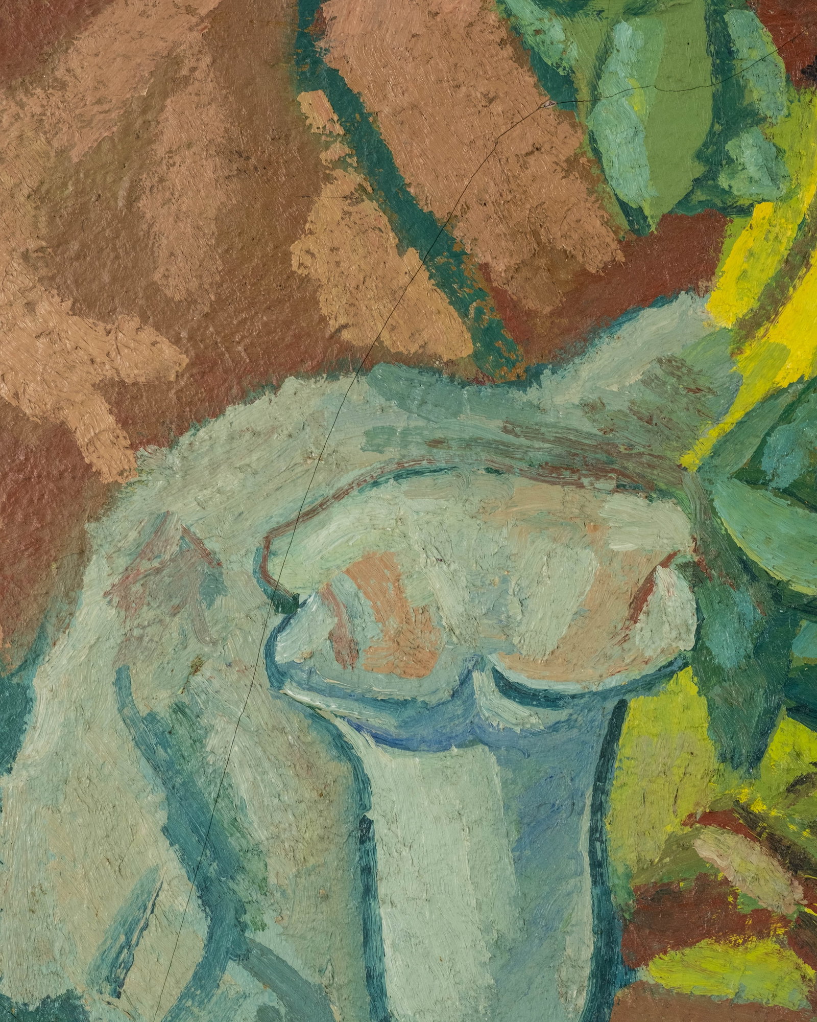 No Reserve: Mystery Artist: Monogrammed Modernist Still Life With Bananas, Oil Painting - 5
