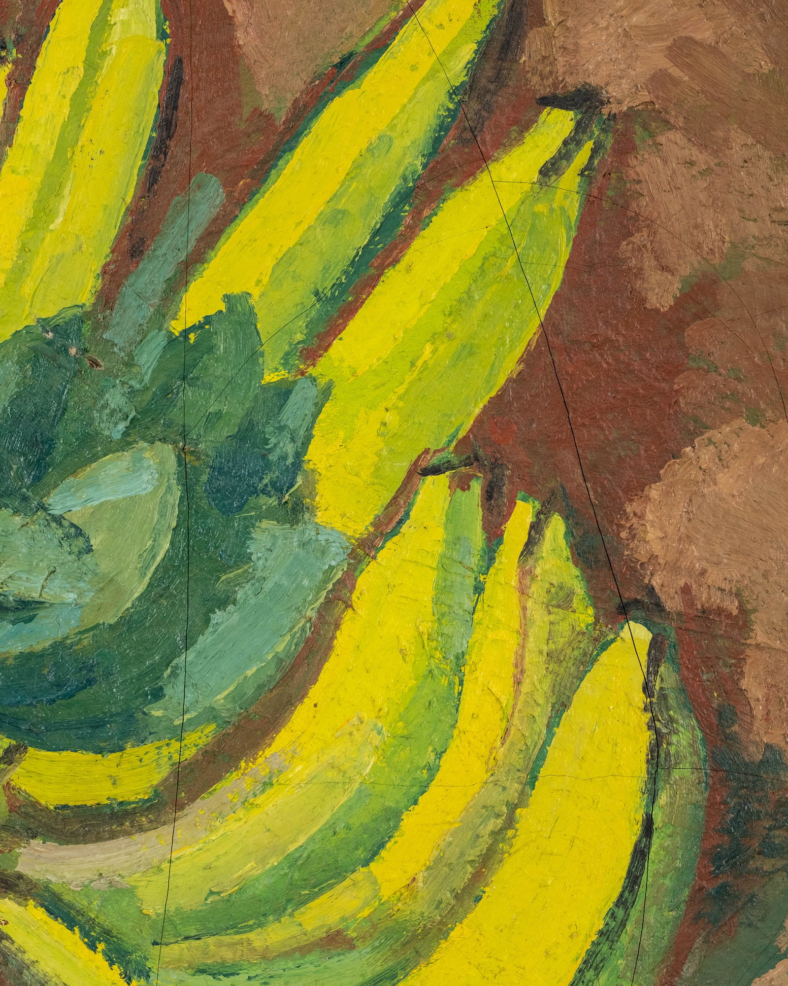 No Reserve: Mystery Artist: Monogrammed Modernist Still Life With Bananas, Oil Painting - 7