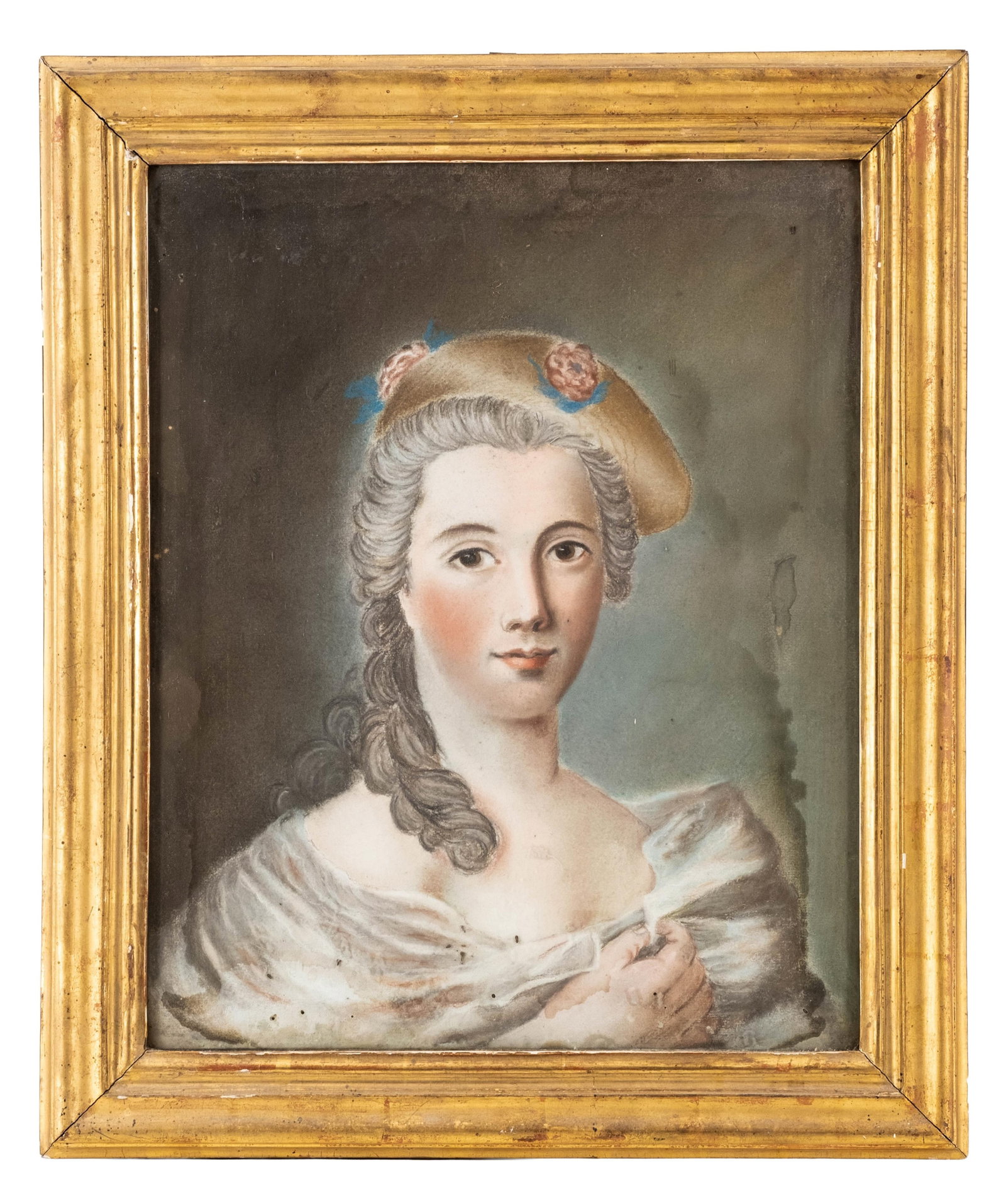 No Reserve: French Rococo Style Pastel Portrait Painting, 19th Century (1 of 7)