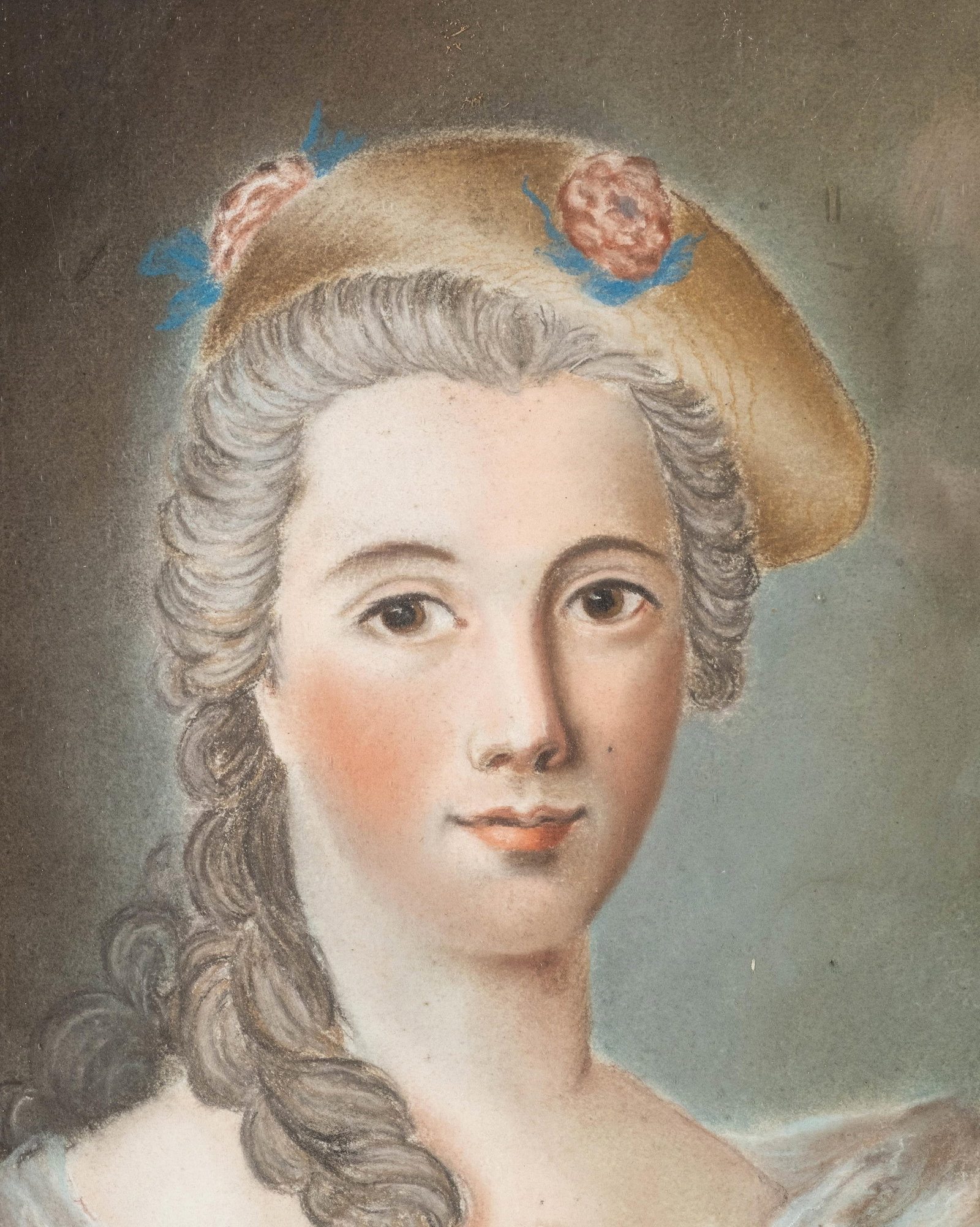 No Reserve: French Rococo Style Pastel Portrait Painting, 19th Century - 2