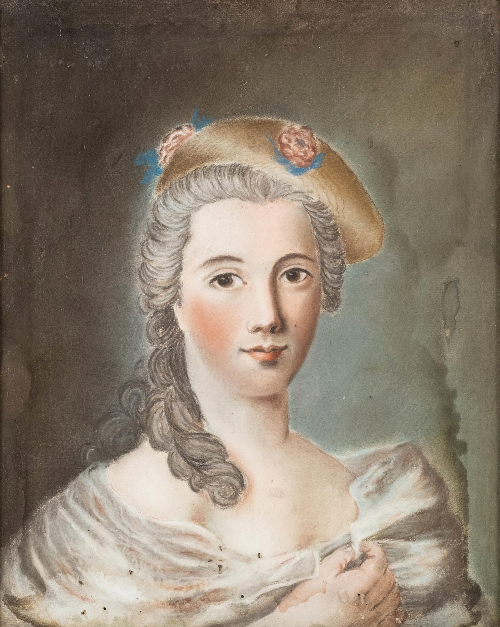 No Reserve: French Rococo Style Pastel Portrait Painting, 19th Century - 4