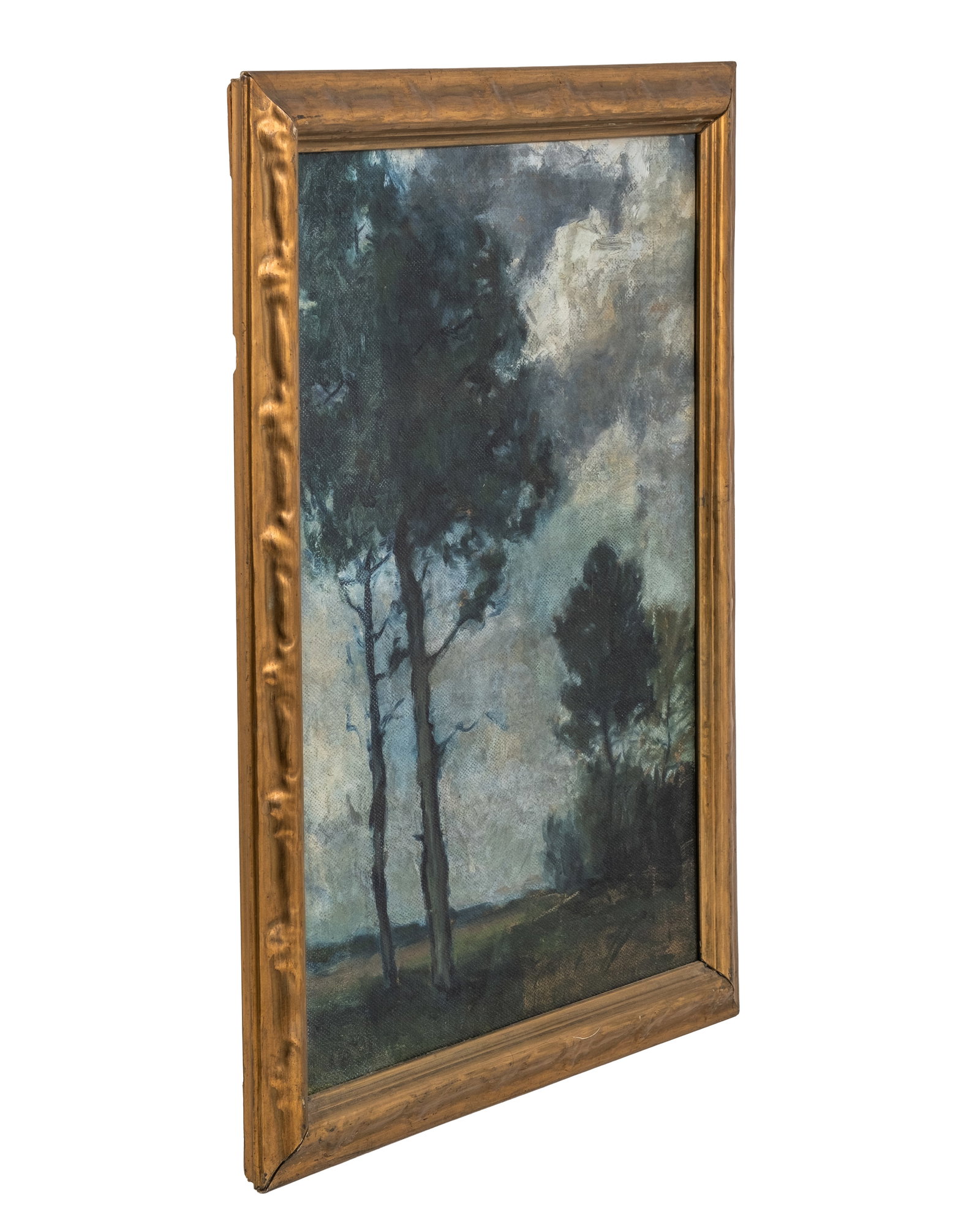 No Reserve: Tonalist Pine Landscape Under Cloudy Sky, Oil on Hardboard Painting - 3