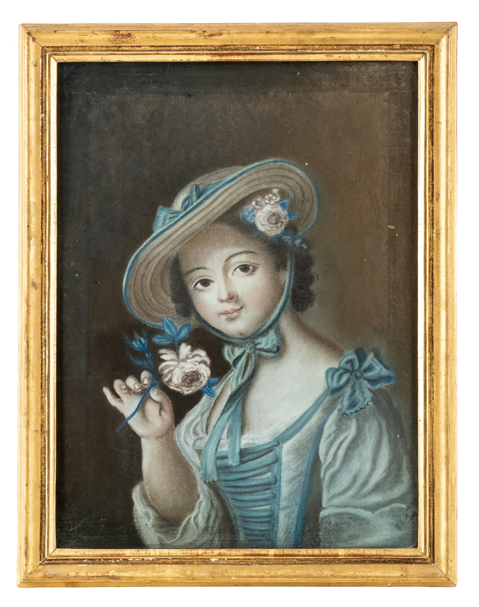 No Reserve: French Rococo Style Pastel Portrait Painting, 19th Century (1 of 7)
