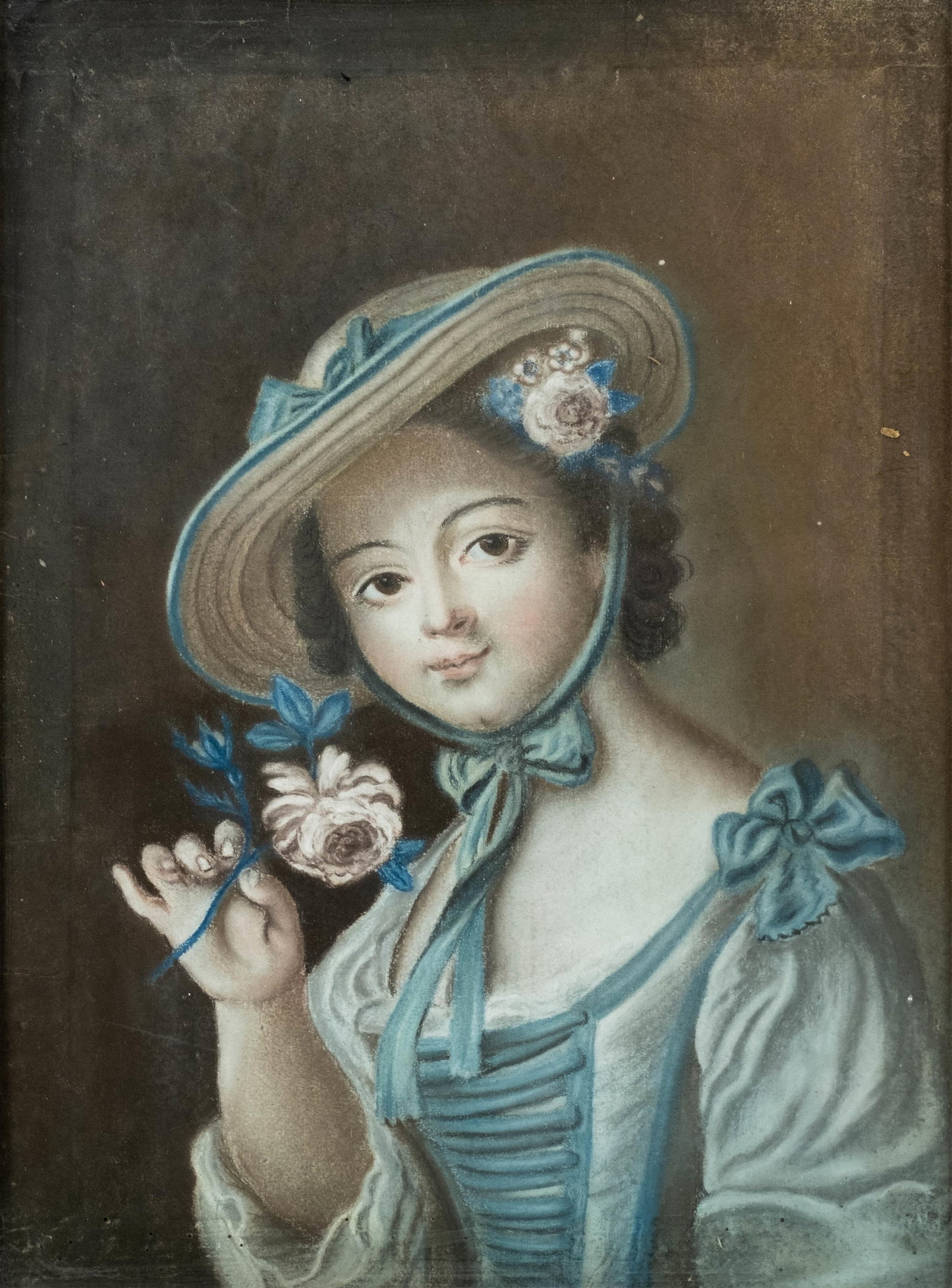 No Reserve: French Rococo Style Pastel Portrait Painting, 19th Century - 2