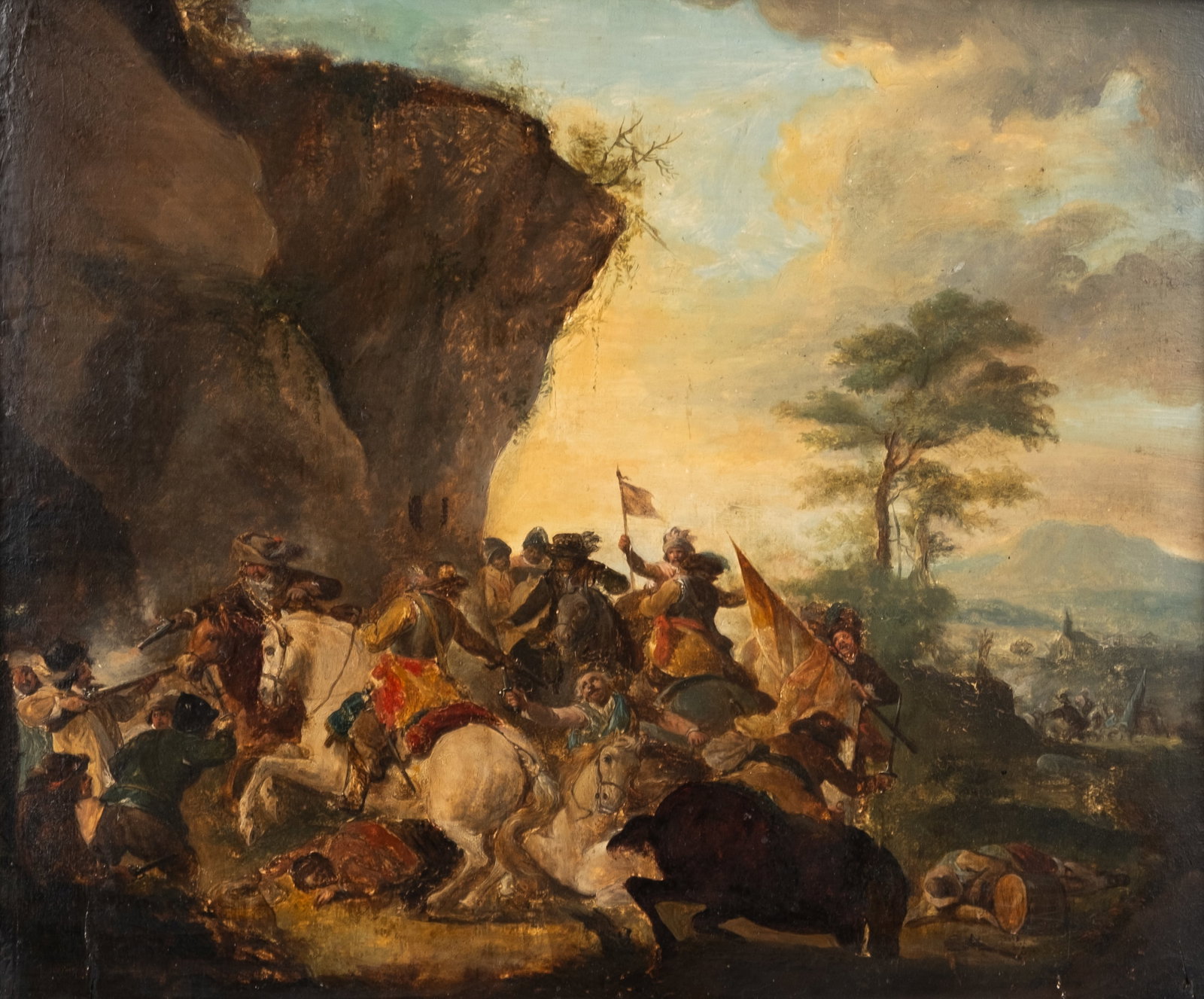No Reserve: 19th Century European School 'Capture of a Criminal Gang' Oil on Panel Painting - 2