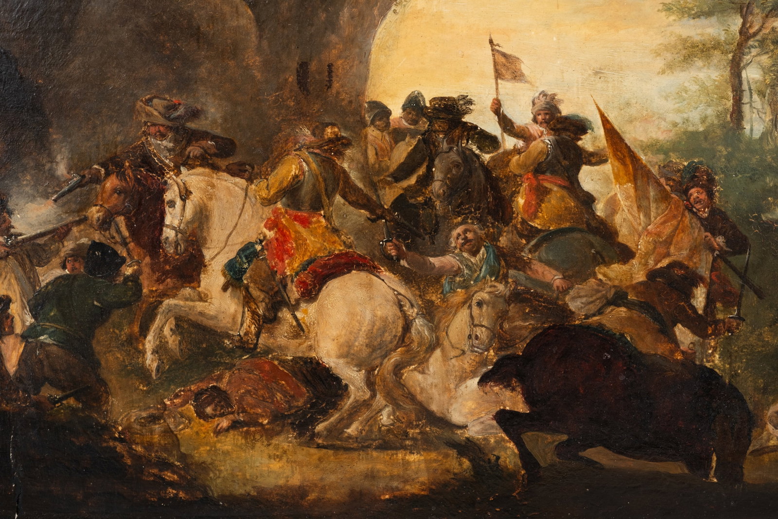 No Reserve: 19th Century European School 'Capture of a Criminal Gang' Oil on Panel Painting - 5