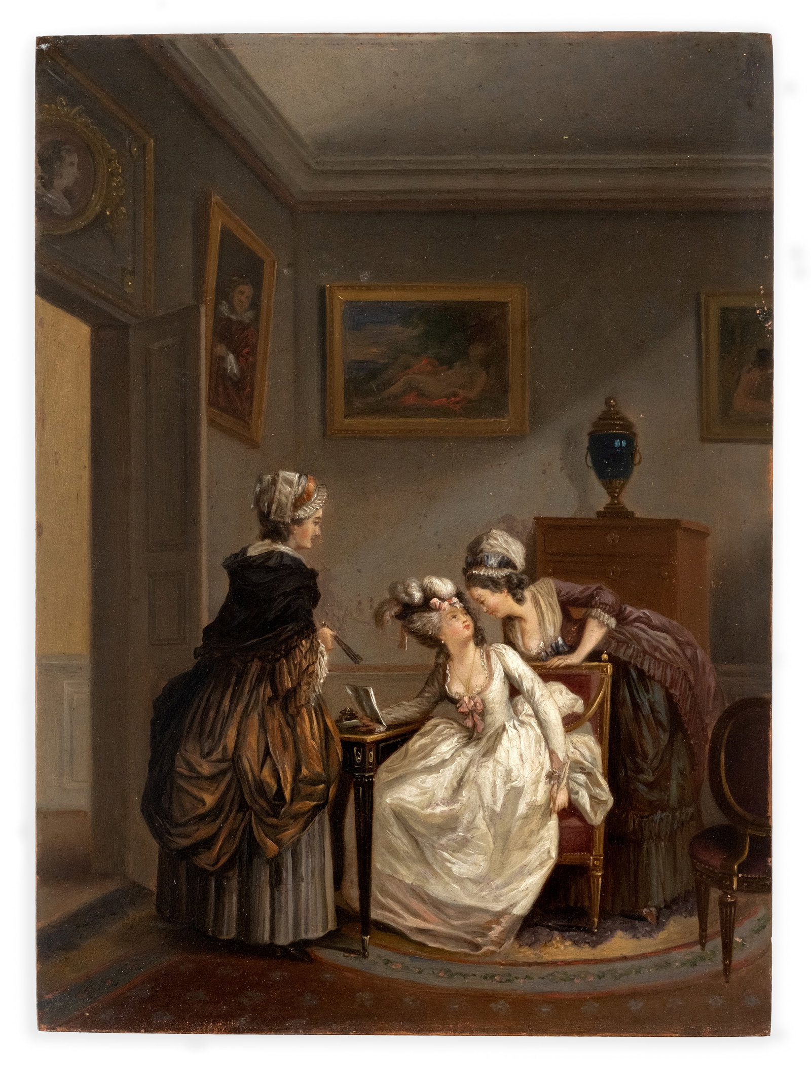 No Reserve: French School Nicolas Lavreince, (attrib) The Confiding Maid, Oil on Copper (1 of 5)