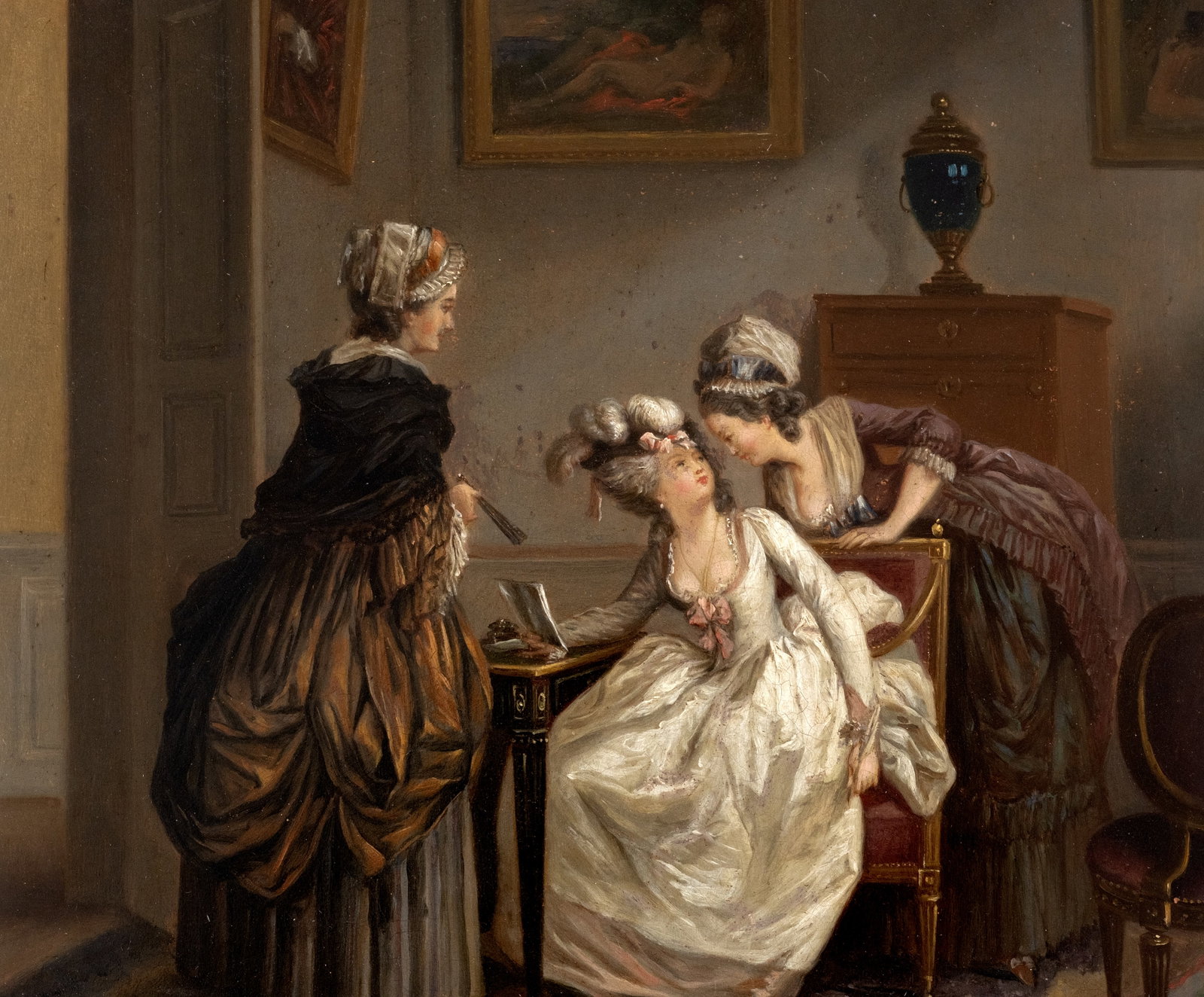 No Reserve: French School Nicolas Lavreince, (attrib) The Confiding Maid, Oil on Copper - 3