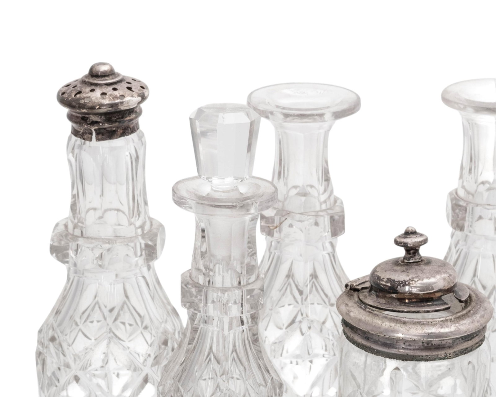 No Reserve: Silverplate And Seven-Bottle Cut Glass condiment Cruet Set - 3