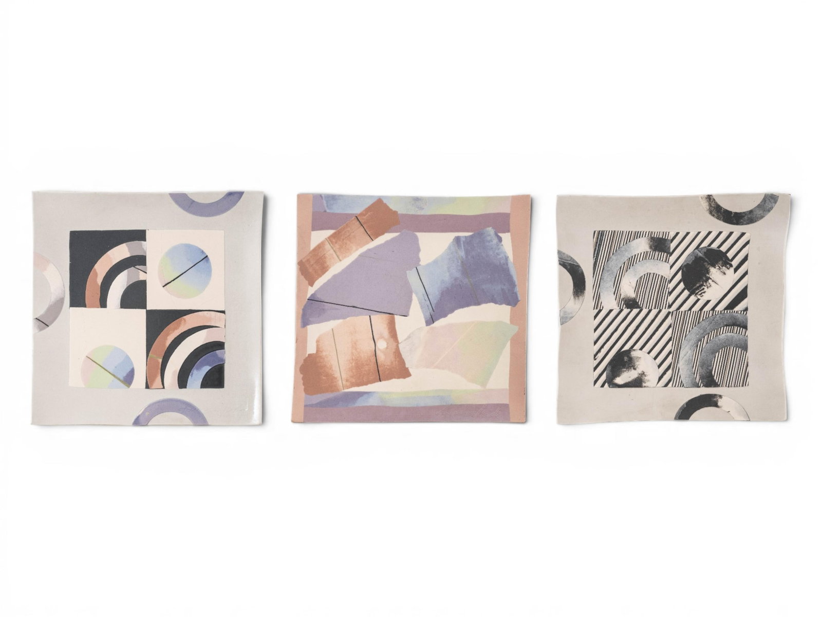 No Reserve: Set of Three Kramars/Kiok Postmodern Ceramic Platters (1 of 10)