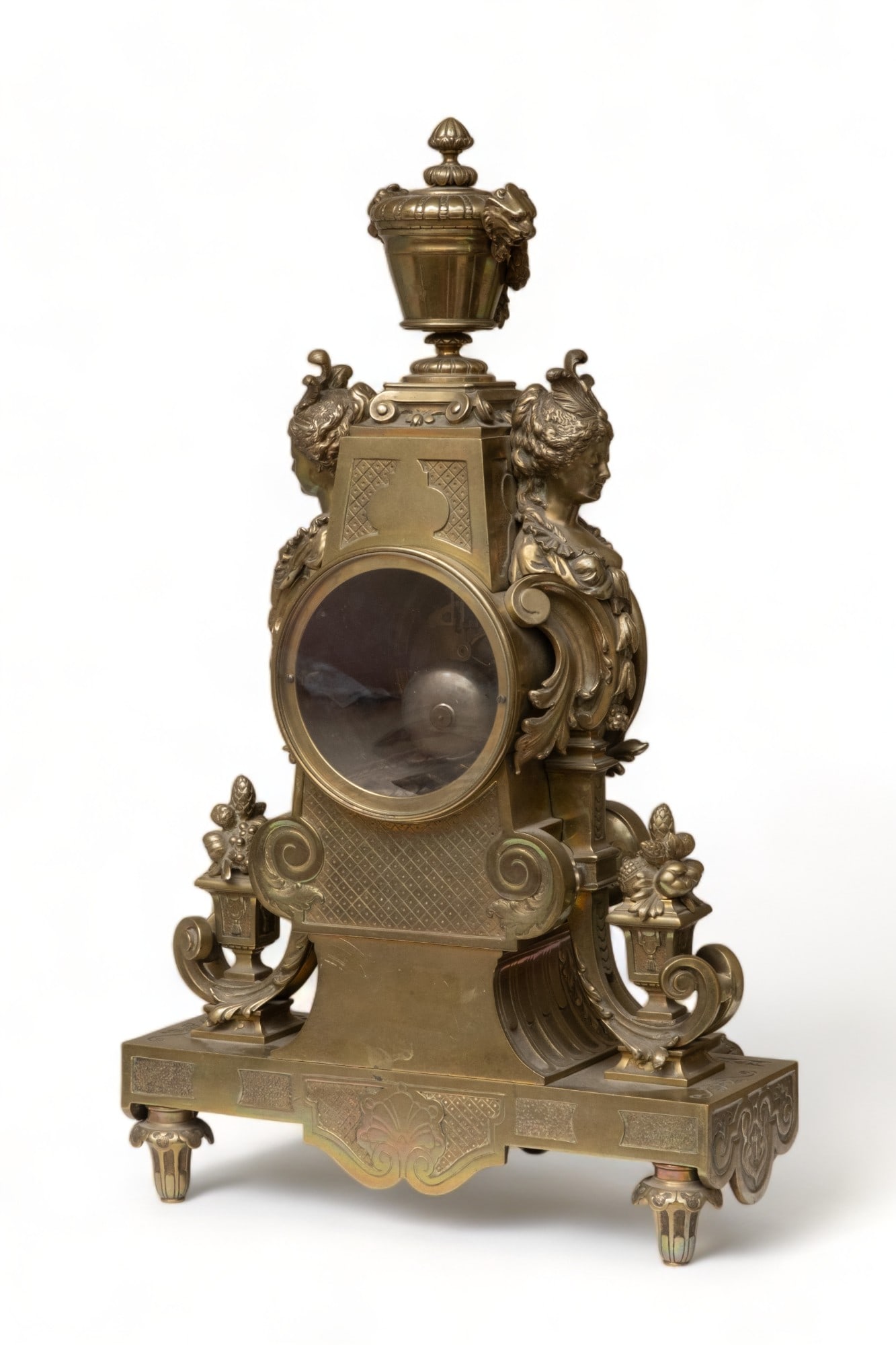 No Reserve: Tall Renaissance Revival Bronze Baroque Clock, 19th Century w/ Pendulum - 6