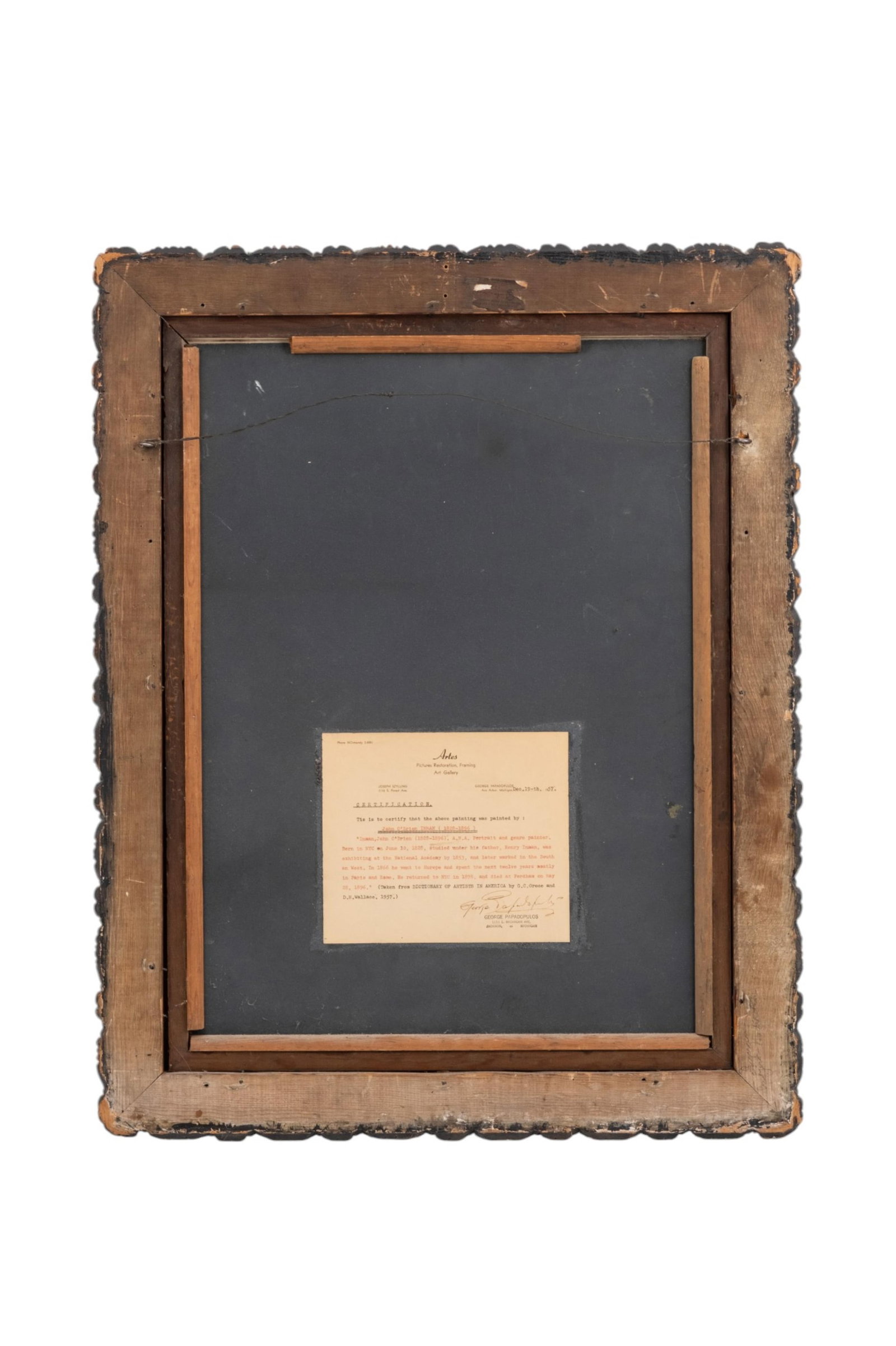 John Inman Signed Oil Painting, 19th Century with 1957 COA - 5
