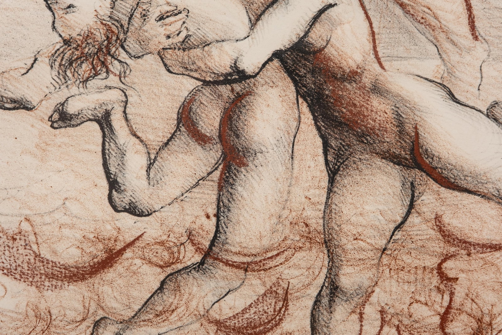 Marcello Tomassi: Two-tone Charcoal/Pastel Enhanced Print, Circa 1970's - 4