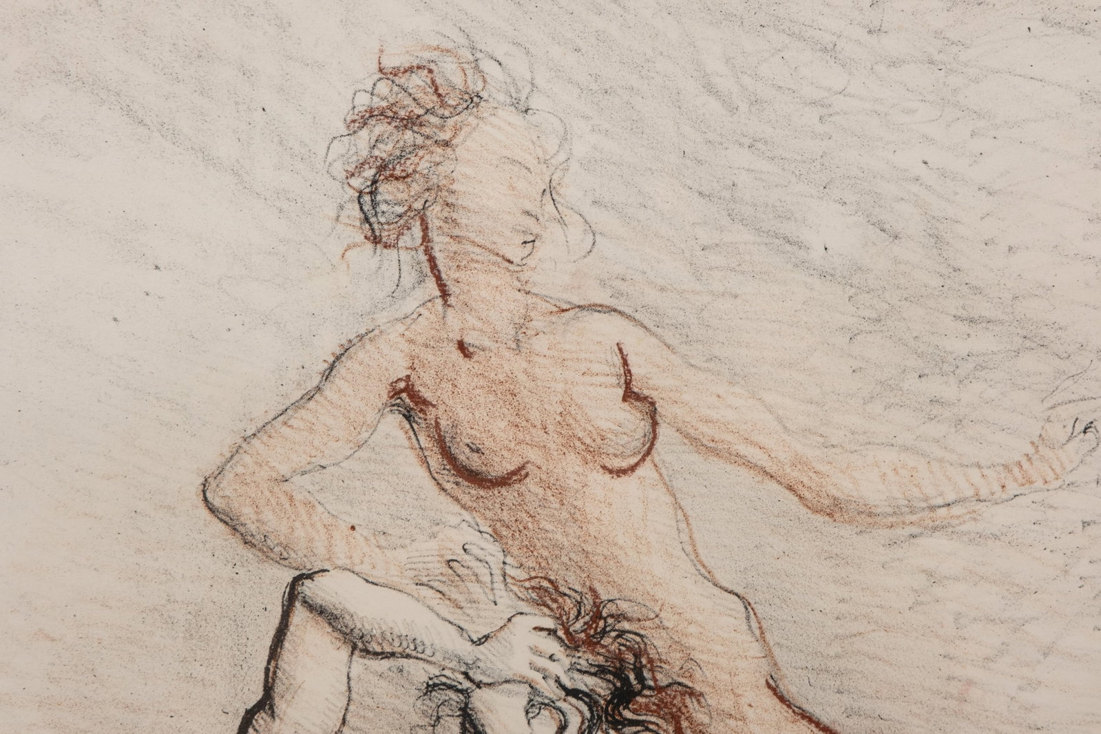 Marcello Tomassi: Two-tone Charcoal/Pastel Enhanced Print, Circa 1970's - 5