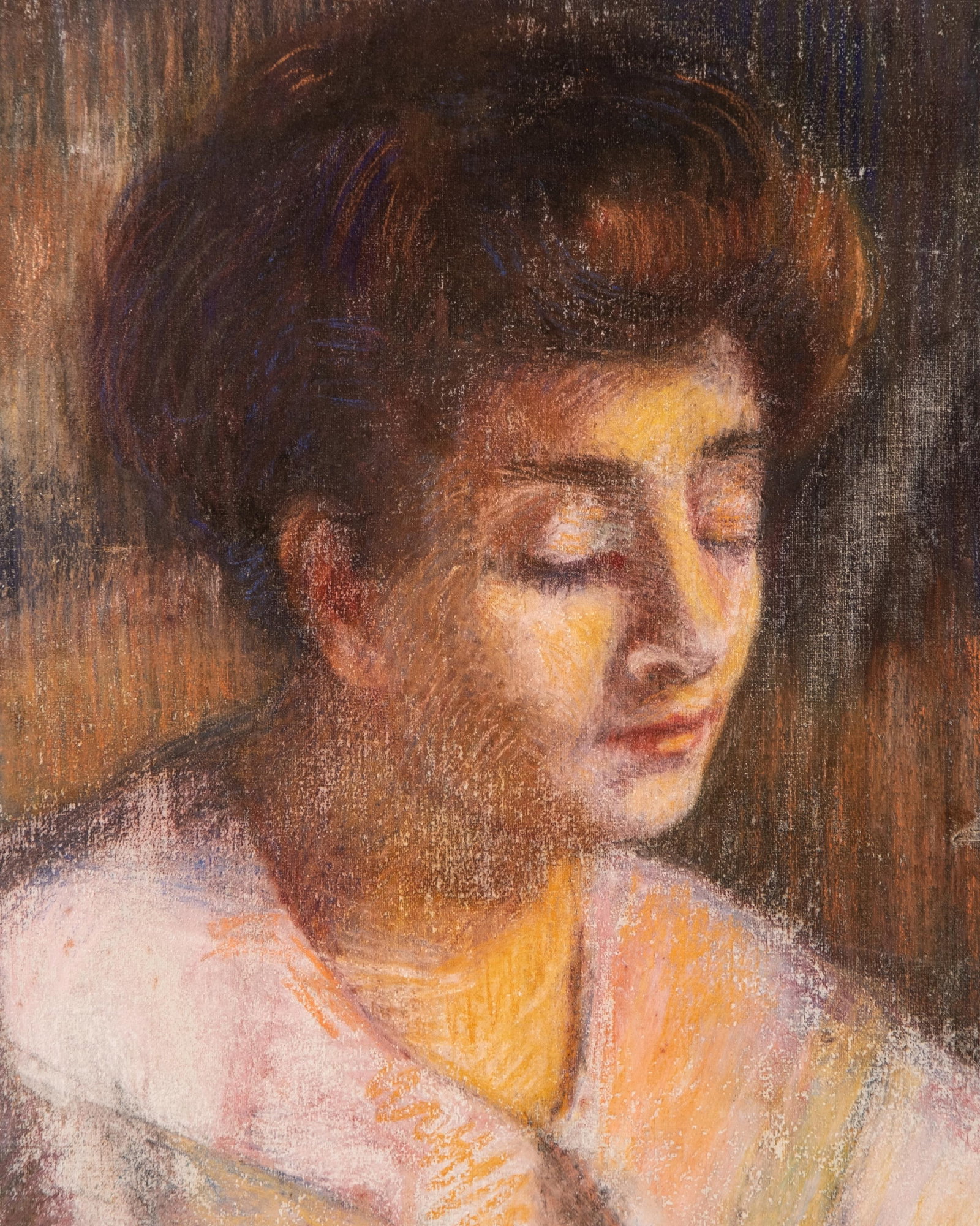 No Reserve: Elisabeth Gay Early 20th Century Pastel on Canvas Painting 'The Lesson', Signed - 5