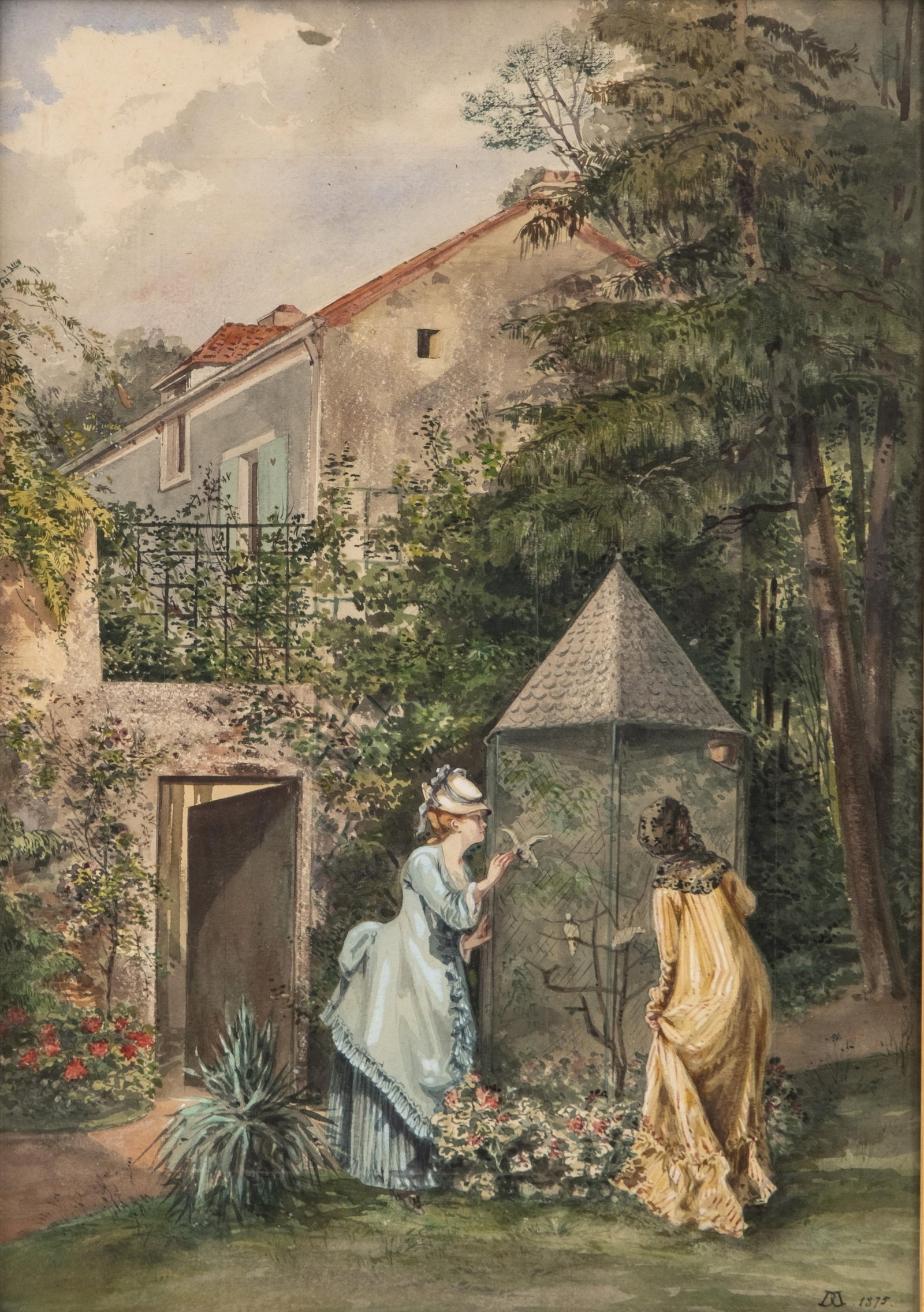 No Reserve: Mystery Artist, Signed 19th Century Watercolor Painting, Dated 1875 - 2