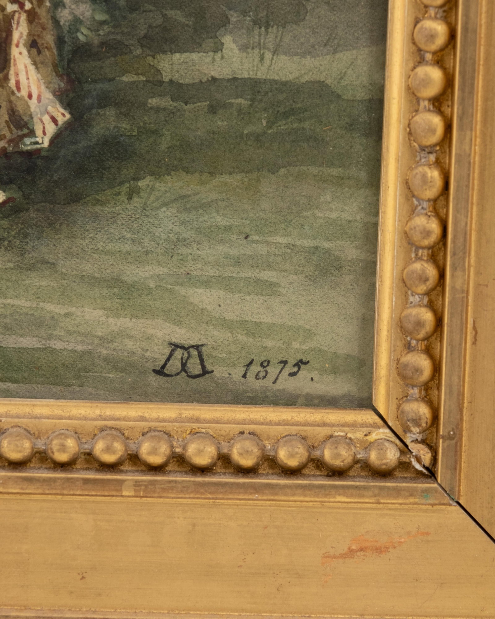 No Reserve: Mystery Artist, Signed 19th Century Watercolor Painting, Dated 1875 - 3