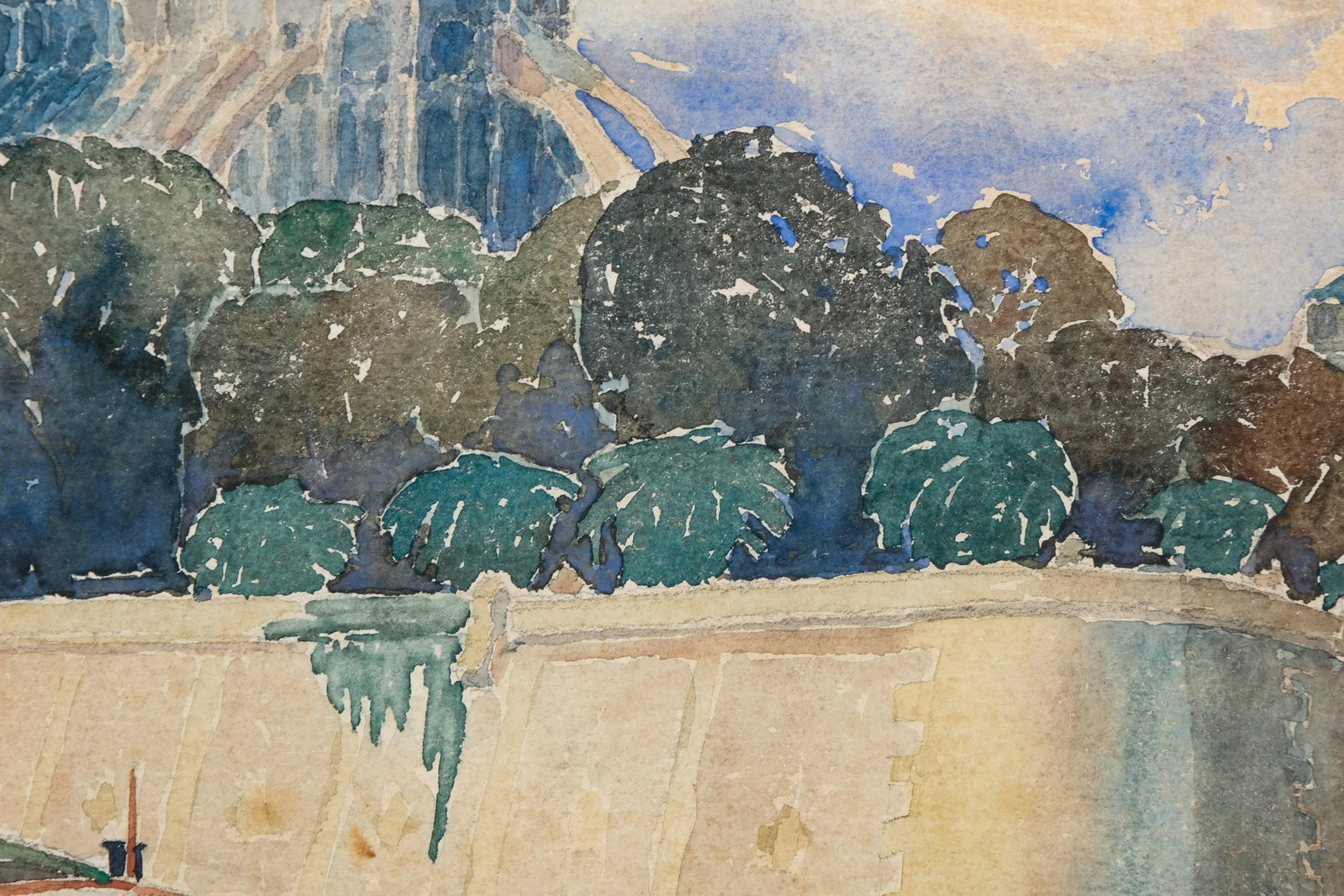 No Reserve: Mystery Artist Signed ‘Notre Dame of Paris’ Watercolor Painting, 1932 - 7