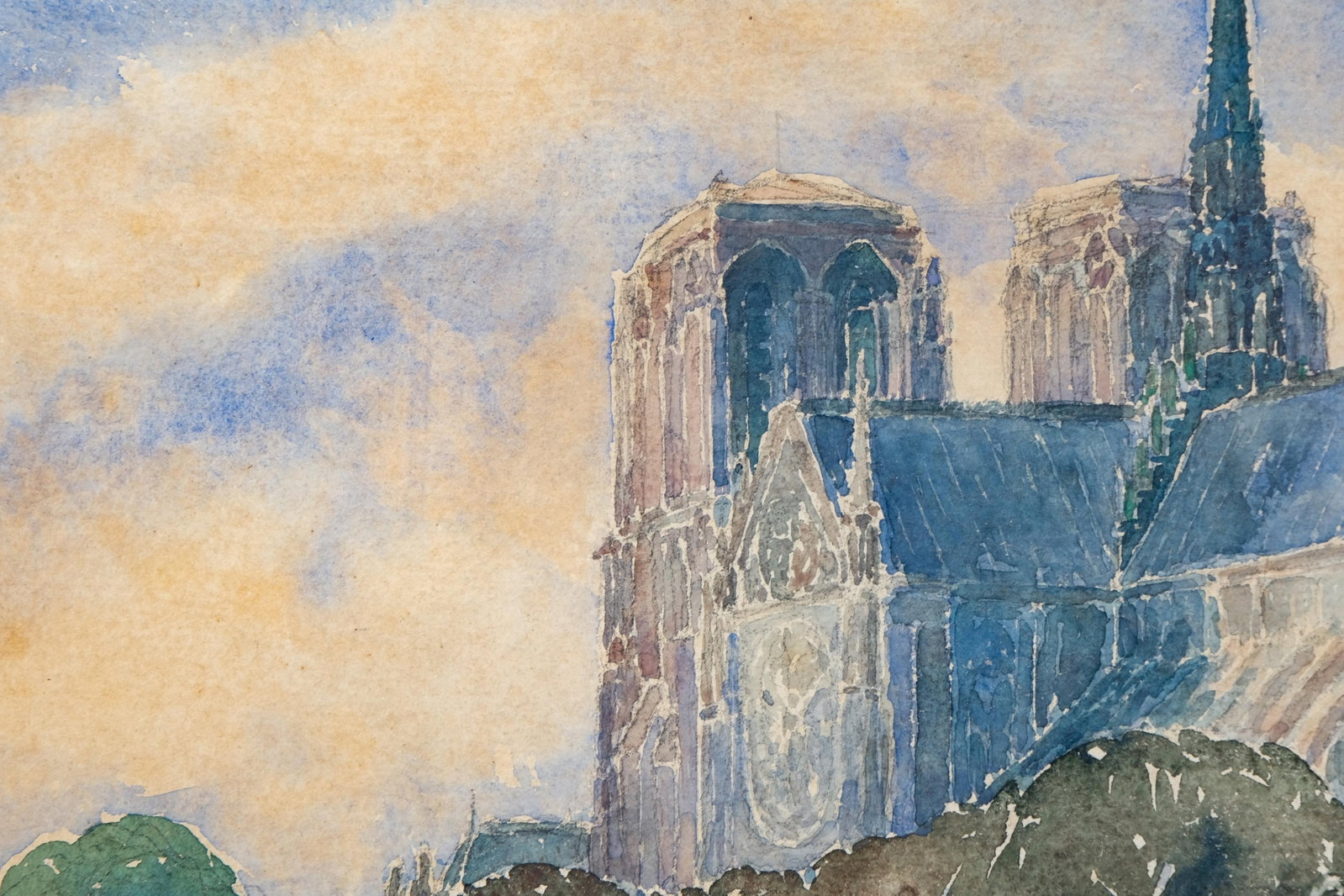 No Reserve: Mystery Artist Signed ‘Notre Dame of Paris’ Watercolor Painting, 1932 - 8