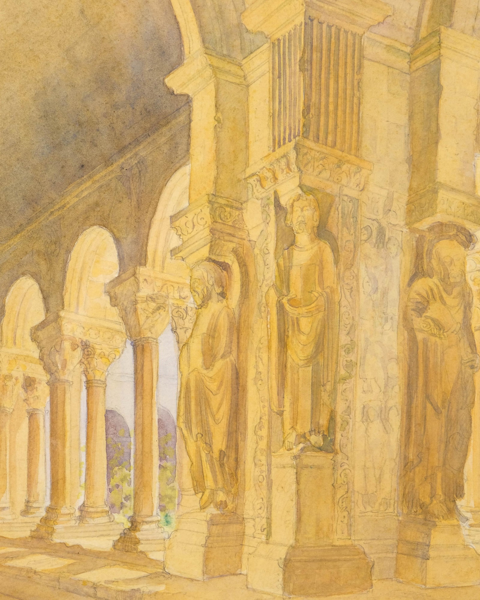 No Reserve: Mystery Artist: Architectural Watercolor Painting, Circa 1930 - 3