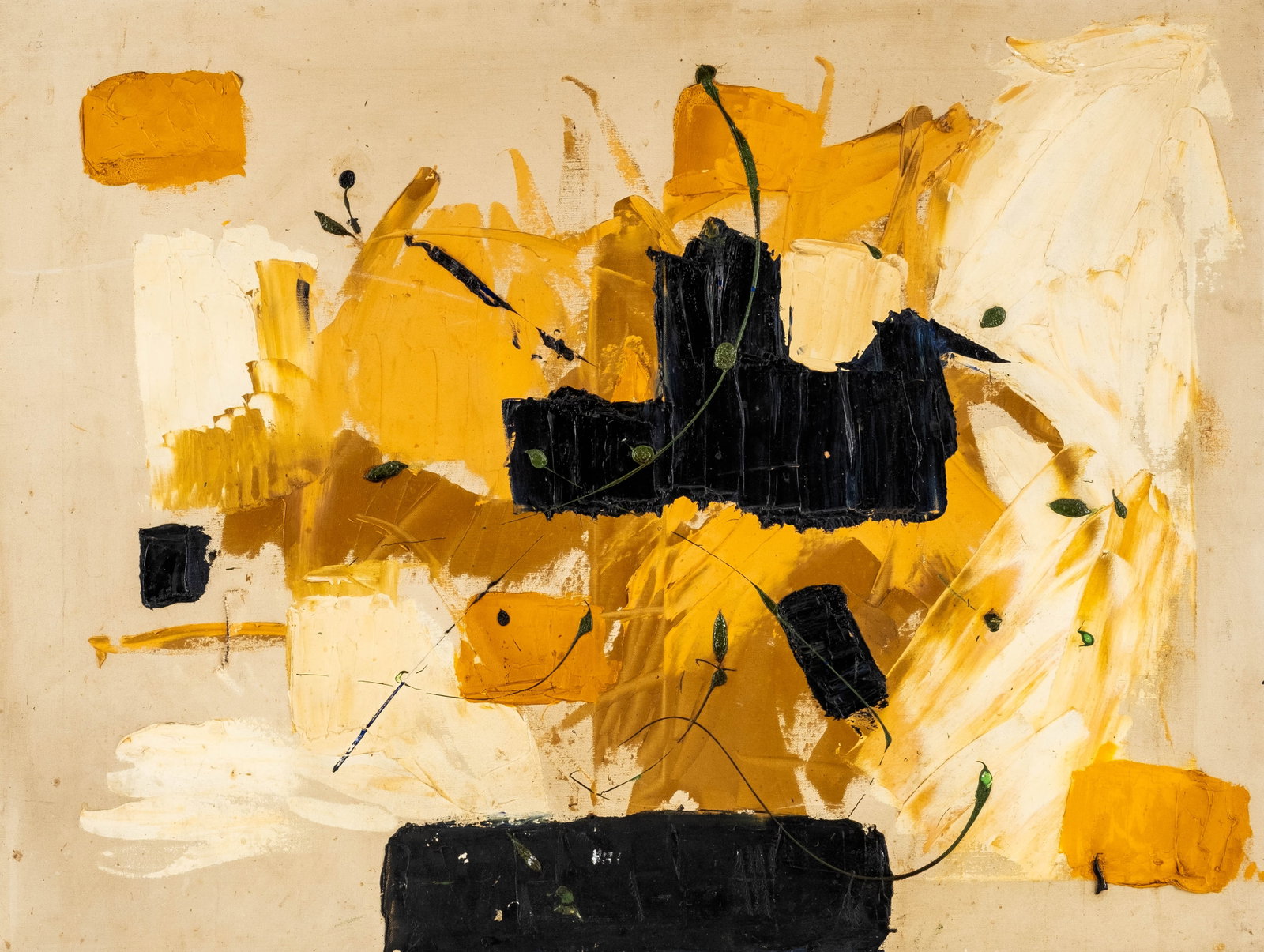 No Reserve: Mystery Artist Mid-Century Abstract Expressionist Oil on Canvas Painting (1 of 7)