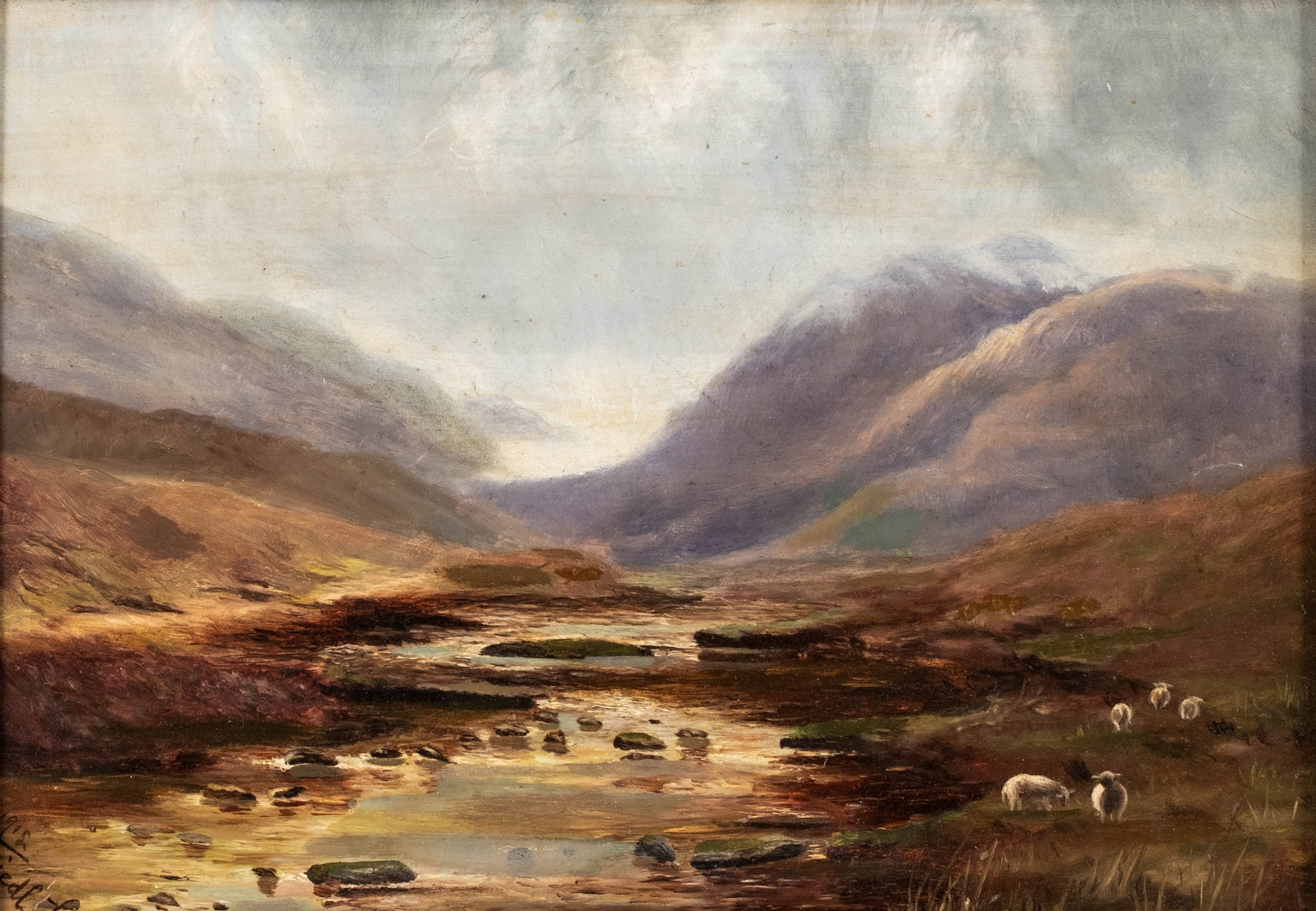 No Reserve: Mystery Artist, Signed 1915 Scottish Highland Glen Landscape Oil Painting - 2