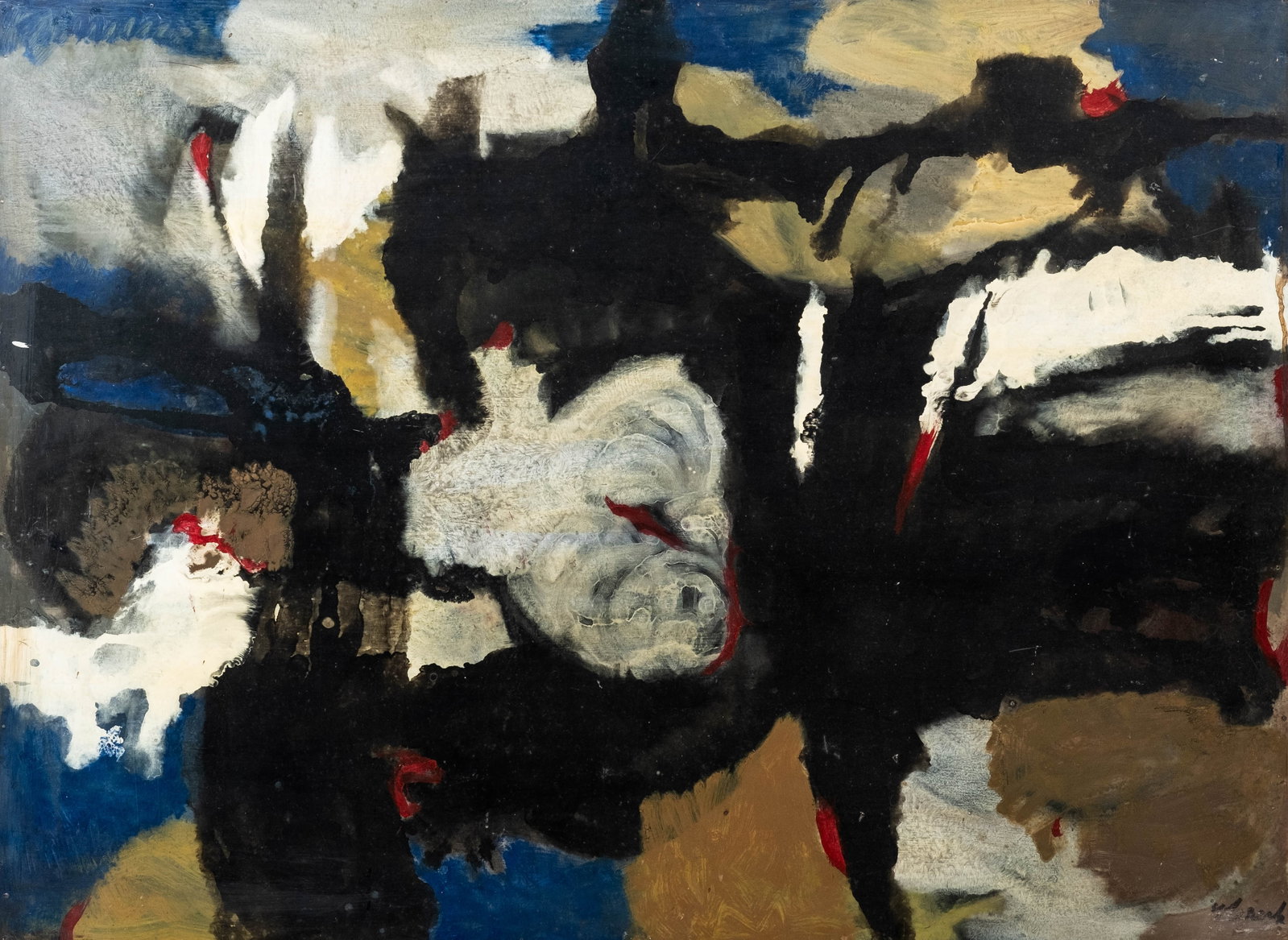 Mystery Artist: French School Signed 1963 'New Realities' Abstract Oil Painting (1 of 10)