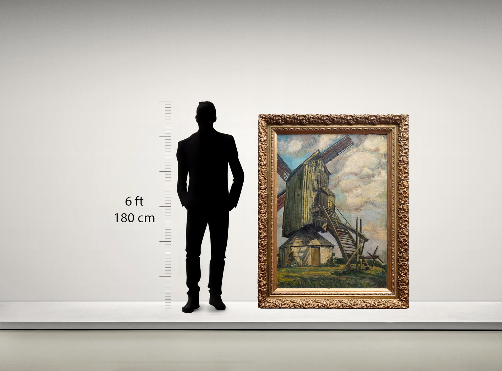 Large 68-inch Alfons Dessenis Signed Belgian Windmill Landscape Painting - 2