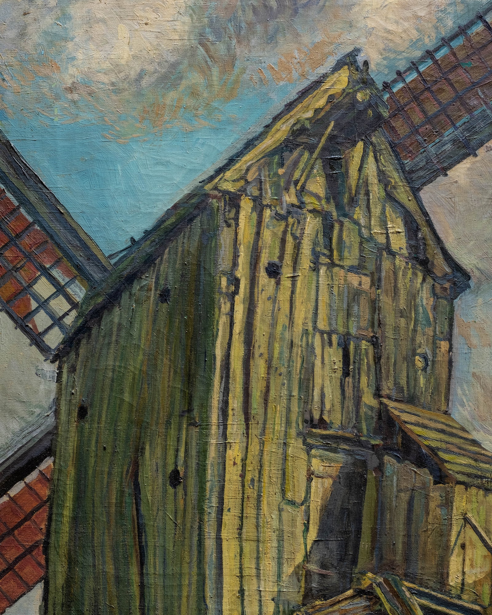Large 68-inch Alfons Dessenis Signed Belgian Windmill Landscape Painting - 5
