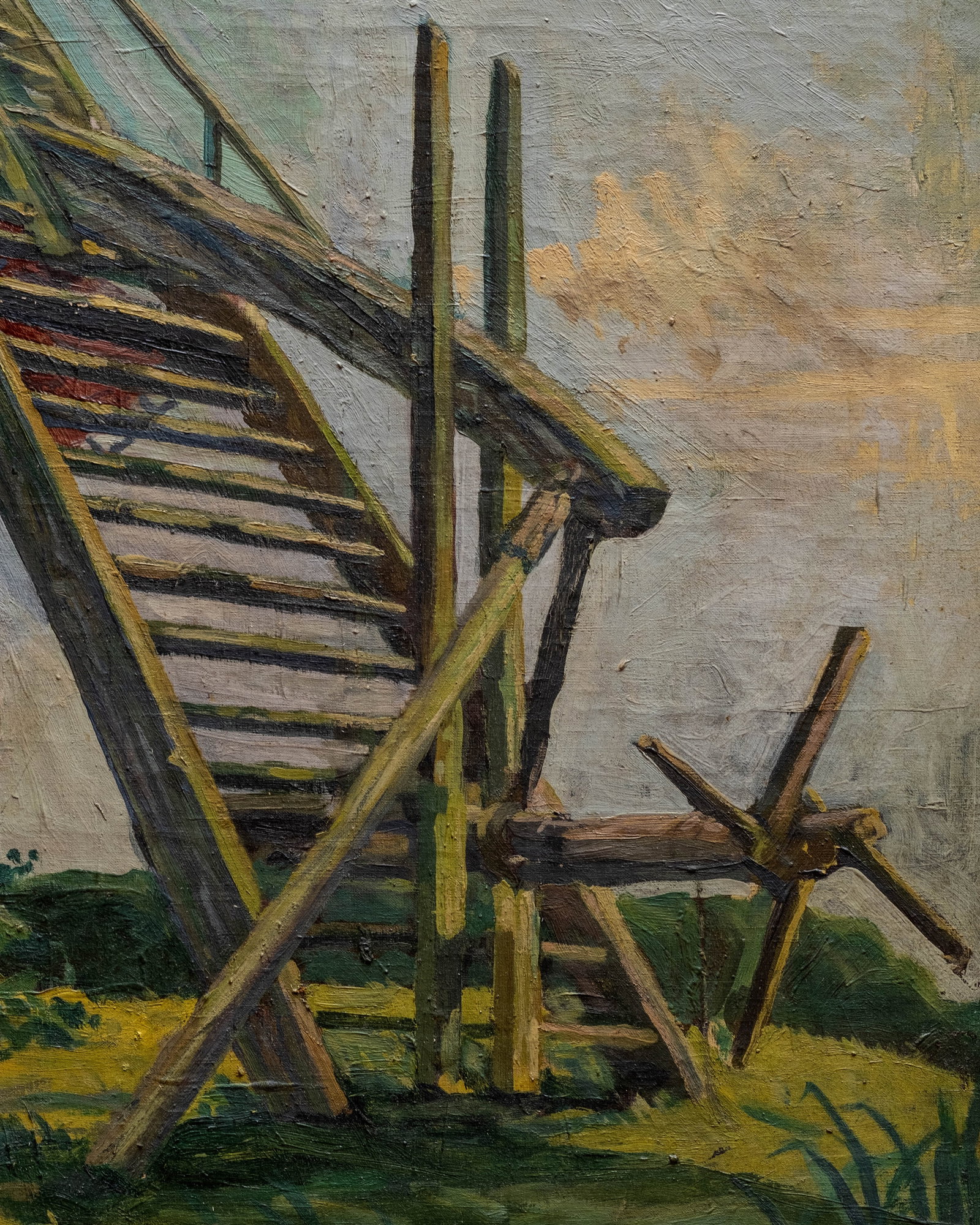 Large 68-inch Alfons Dessenis Signed Belgian Windmill Landscape Painting - 7