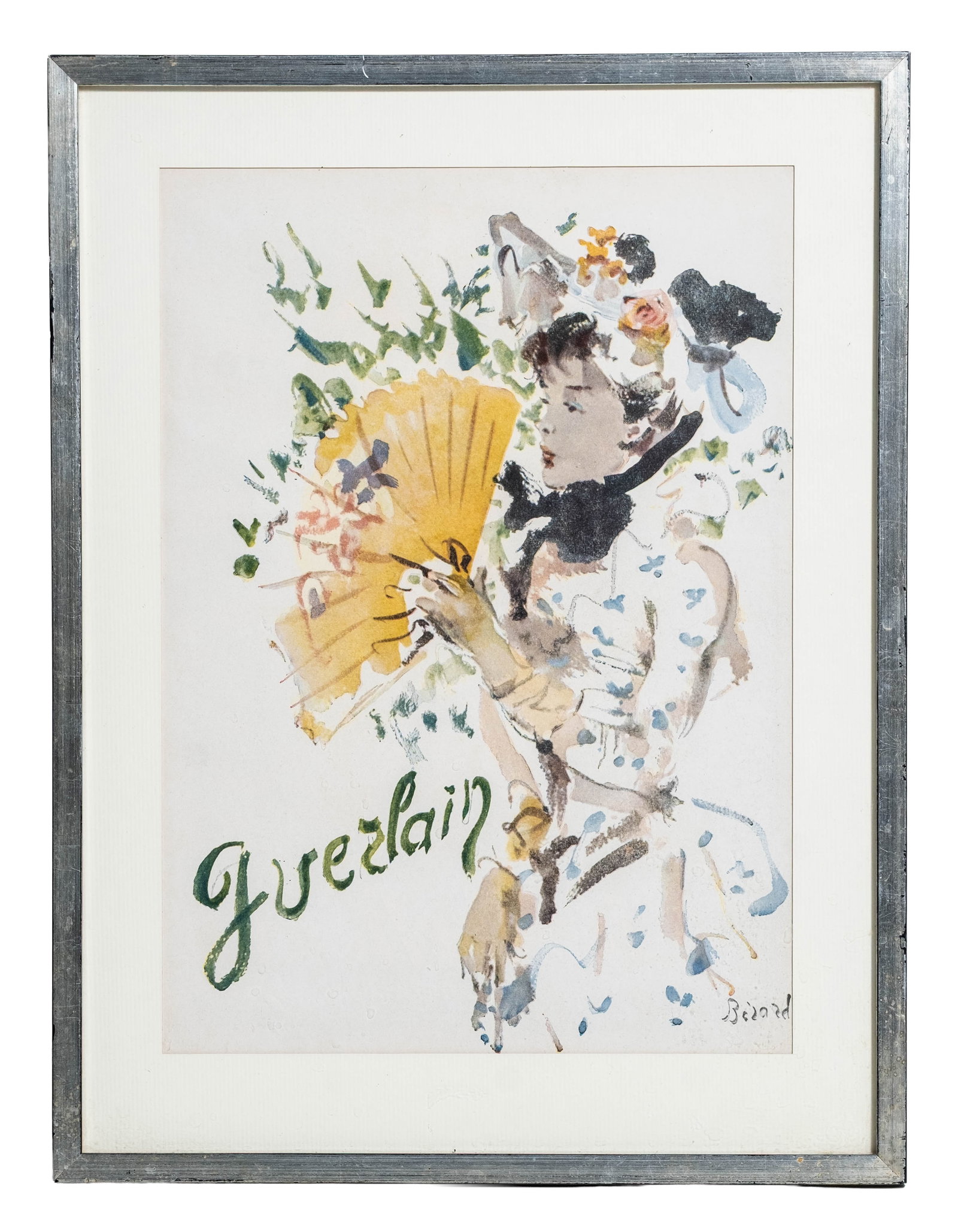 No Reserve: Christian Bérard Signed Guerlain Woman With Fan Lithograph (1 of 7)