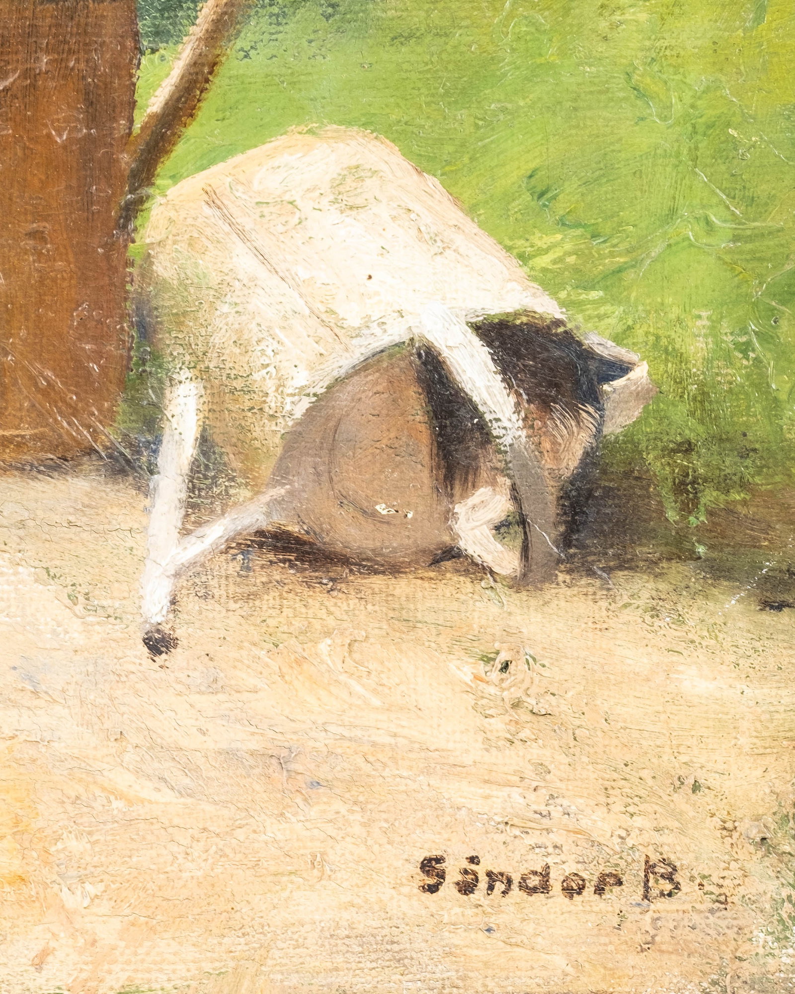 No Reserve: Béla Sándor, Signed Woman and Child in Garden Painting - 4