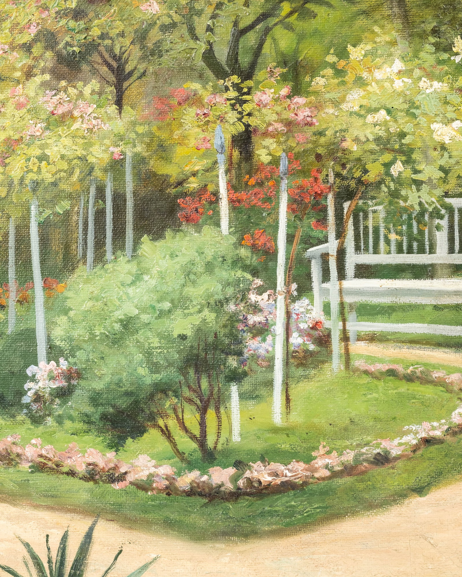 No Reserve: Béla Sándor, Signed Woman and Child in Garden Painting - 6