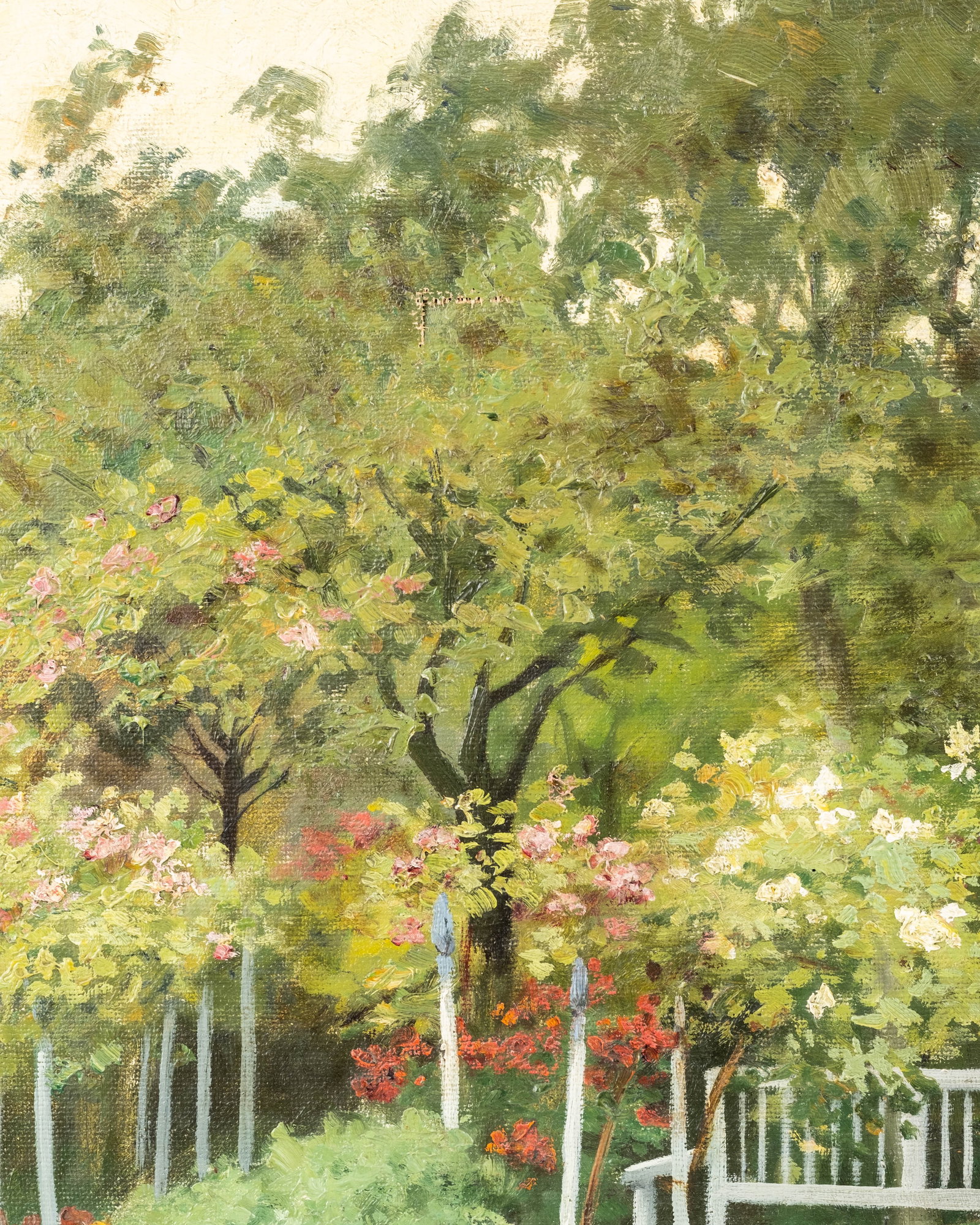 No Reserve: Béla Sándor, Signed Woman and Child in Garden Painting - 7