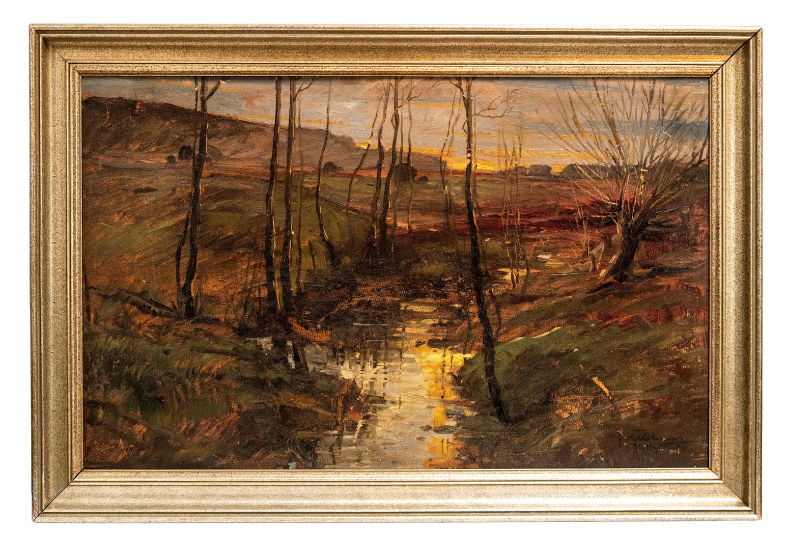 No Reserve: Georg Wichmann Signed Early Spring Landscape Painting (1 of 5)