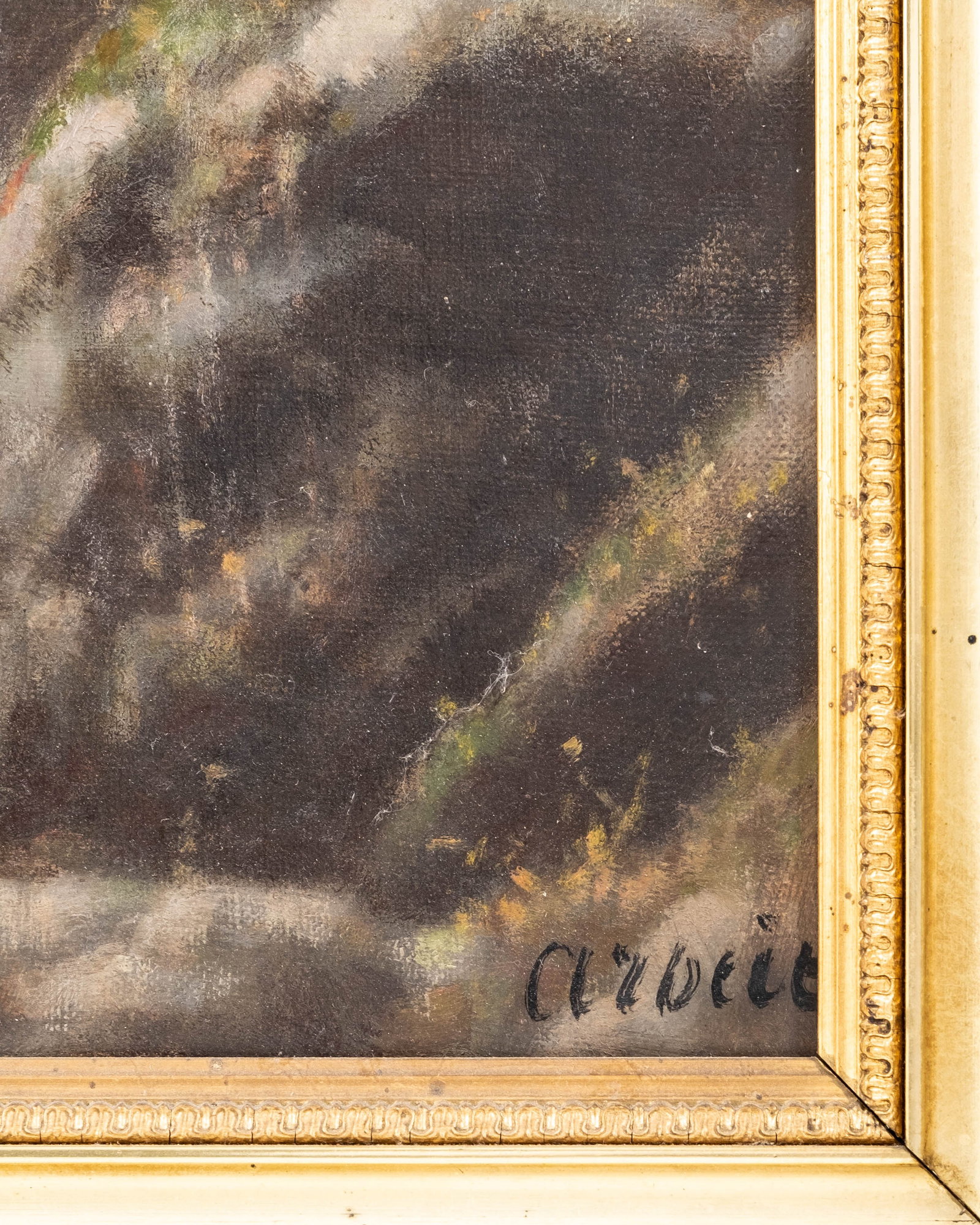 No Reserve: Mystery Artist 19th Century Signed Woodland Stream Landscape Painting - 4