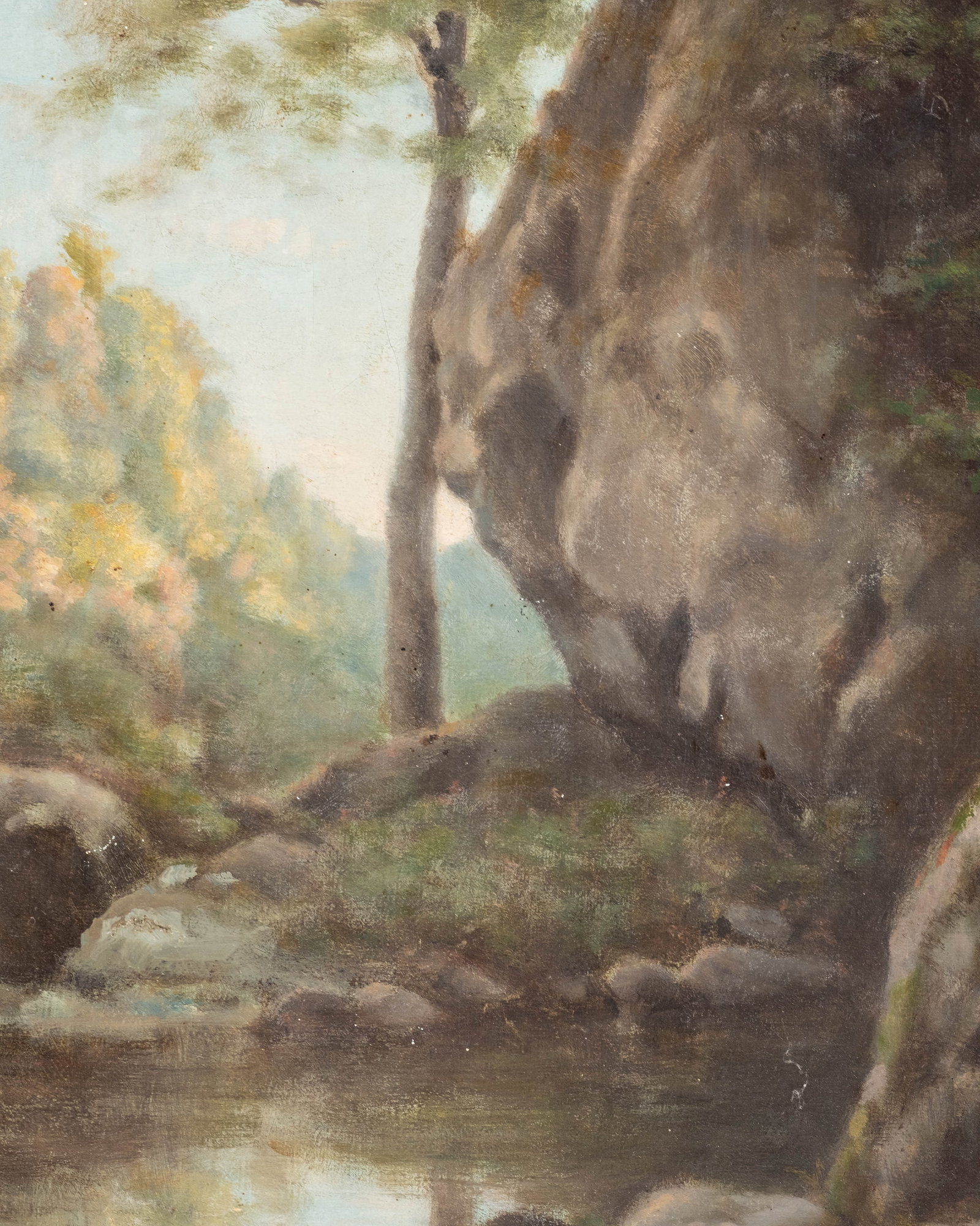 No Reserve: Mystery Artist 19th Century Signed Woodland Stream Landscape Painting - 7