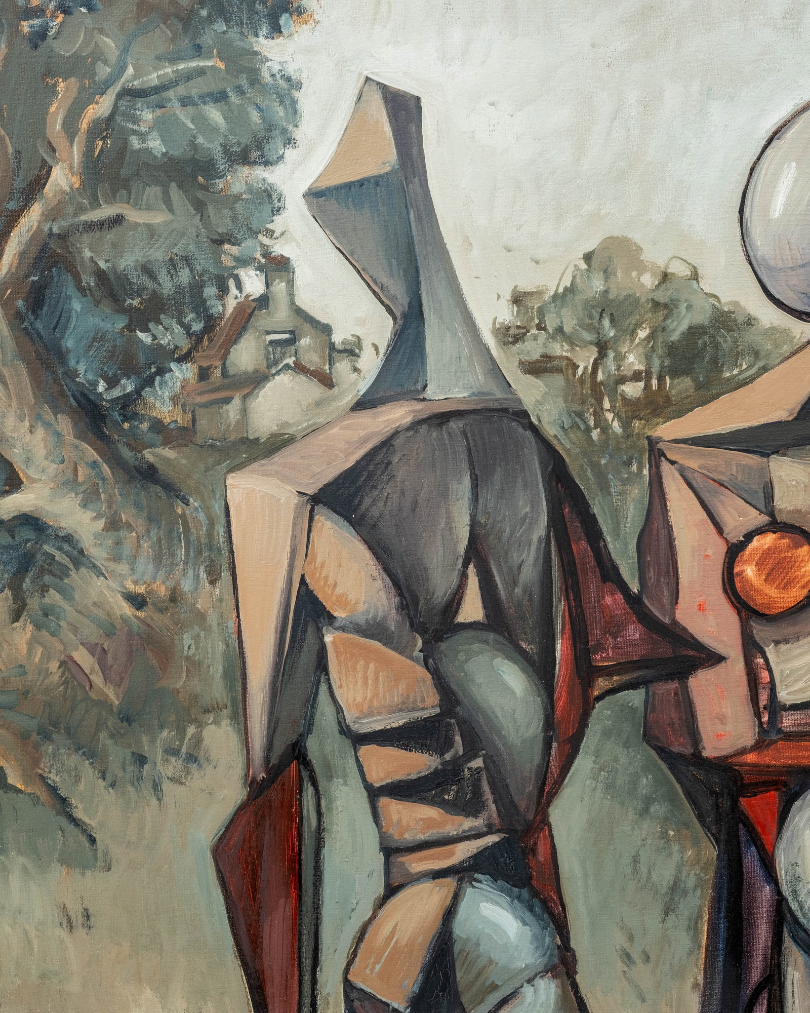 No Reserve: Petros Koufovassilis, Signed 'Forgotten Couple' Surrealist Painting, 1989 - 5