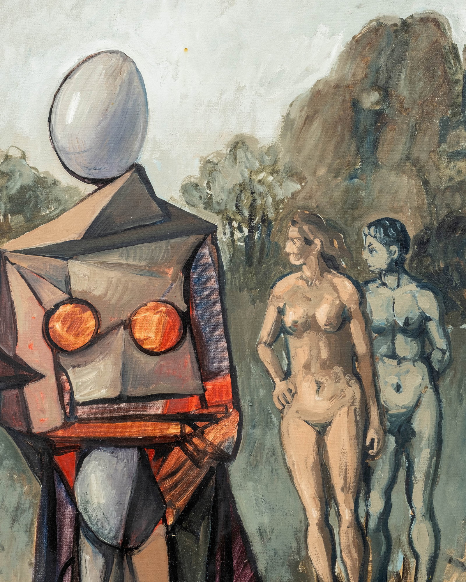 No Reserve: Petros Koufovassilis, Signed 'Forgotten Couple' Surrealist Painting, 1989 - 6
