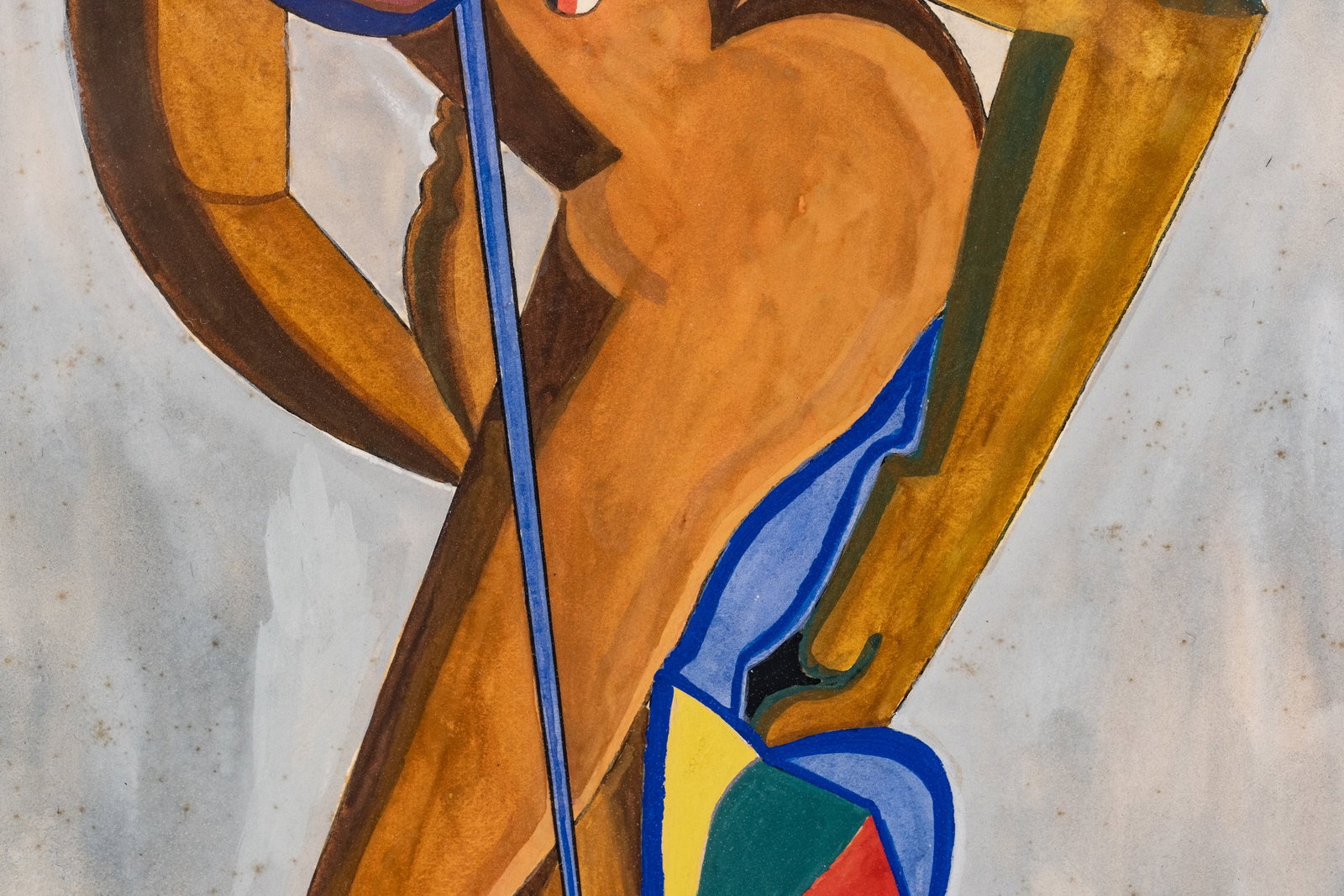 No Reserve: Mystery Artist Signed Mid-Century Surrealist Abstract Figurative Gouache Painting - 5