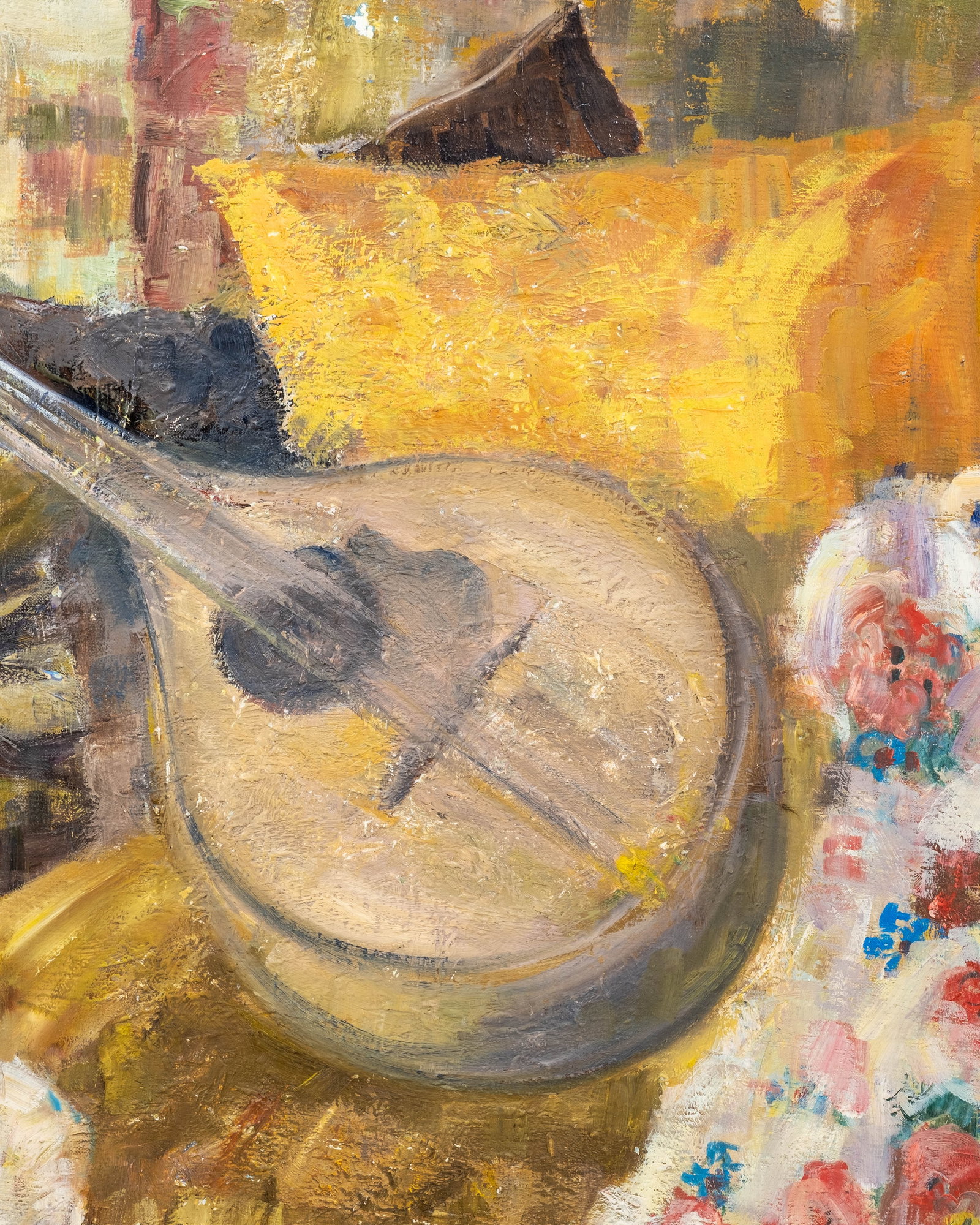 No Reserve: Nathalie Pogarie´loff, Signed Still Life with Dolls and Lute Painting - 5