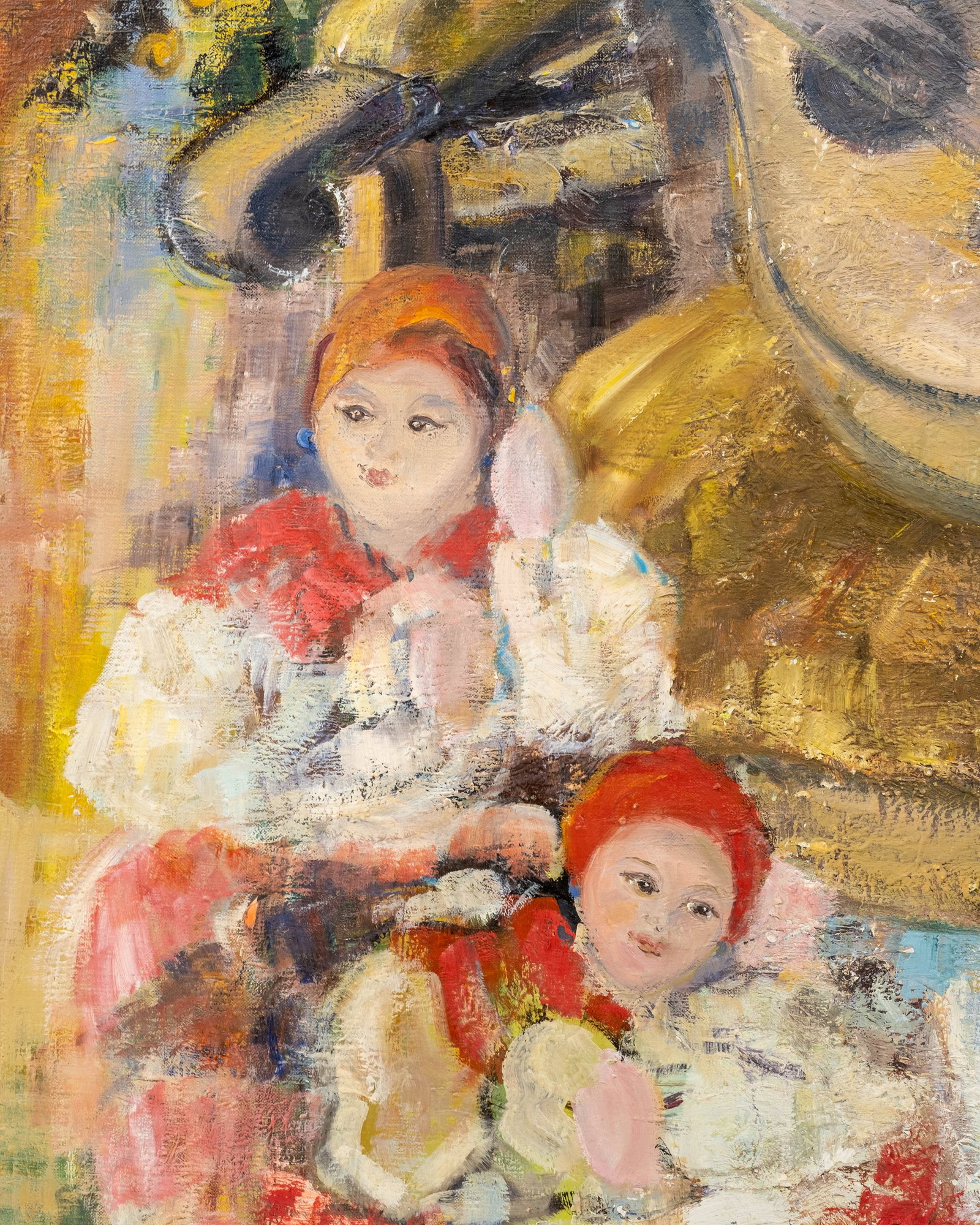 No Reserve: Nathalie Pogarie´loff, Signed Still Life with Dolls and Lute Painting - 7