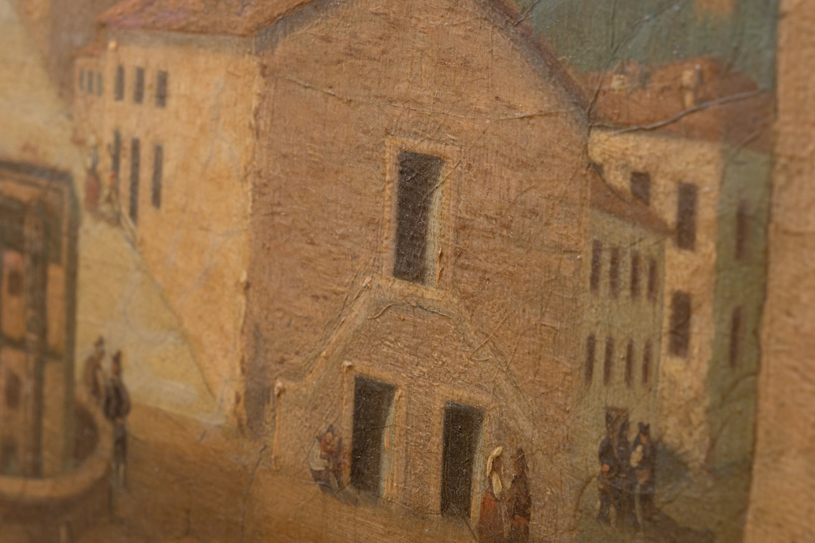Dominique Danesi Signed Italian Piazza Oil on Canvas Painting, 1845 - 15