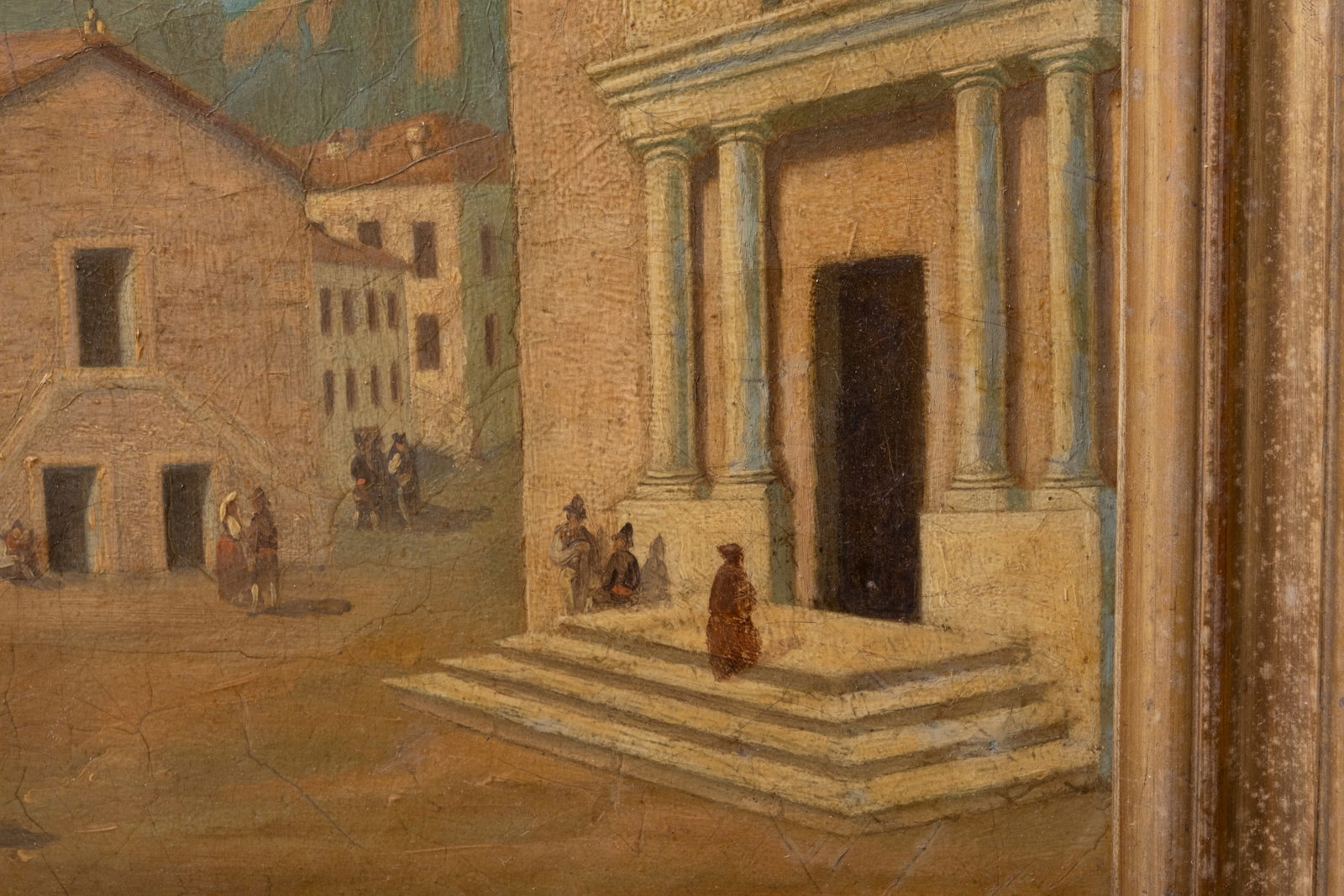 Dominique Danesi Signed Italian Piazza Oil on Canvas Painting, 1845 - 16