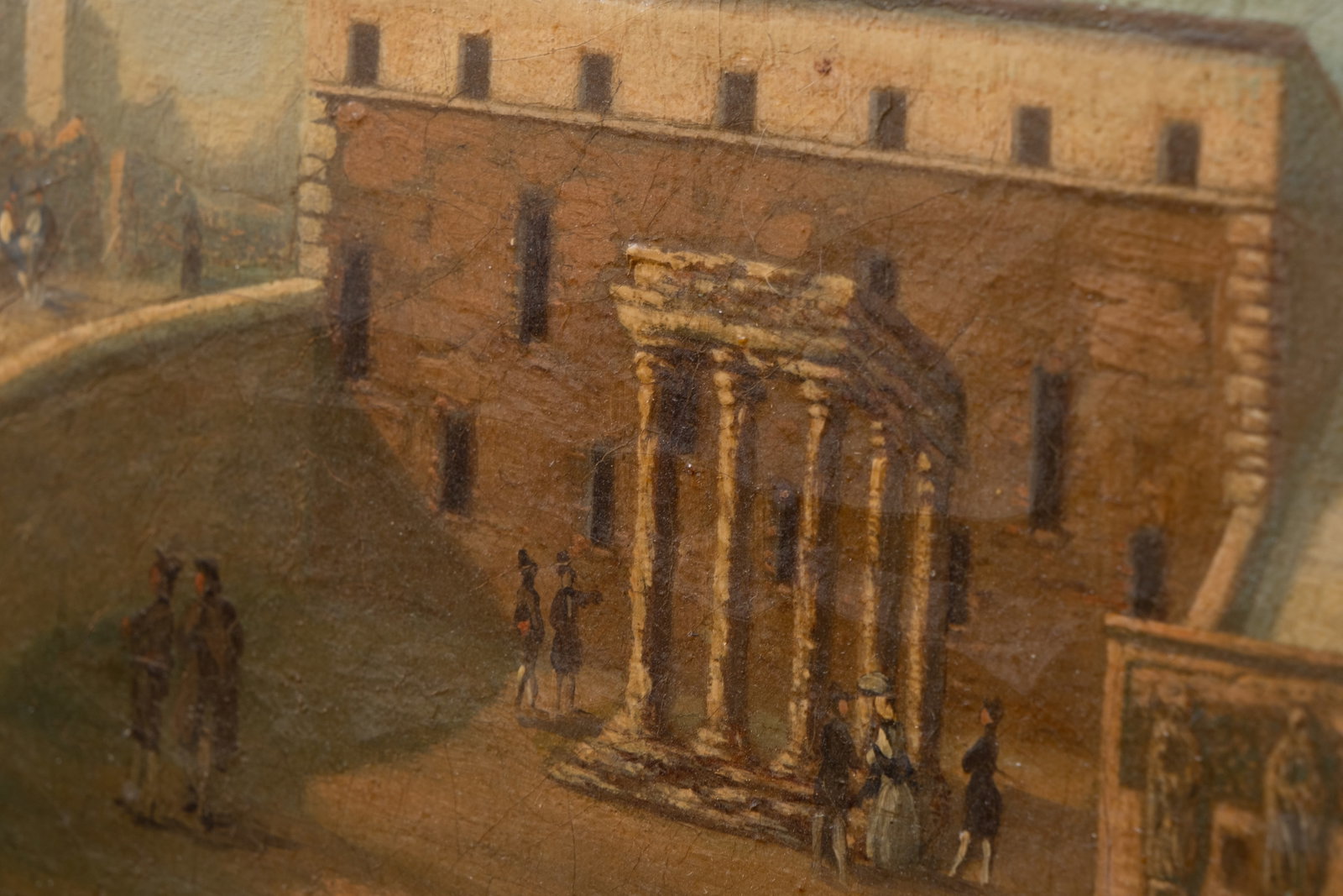 Dominique Danesi Signed Italian Piazza Oil on Canvas Painting, 1845 - 17