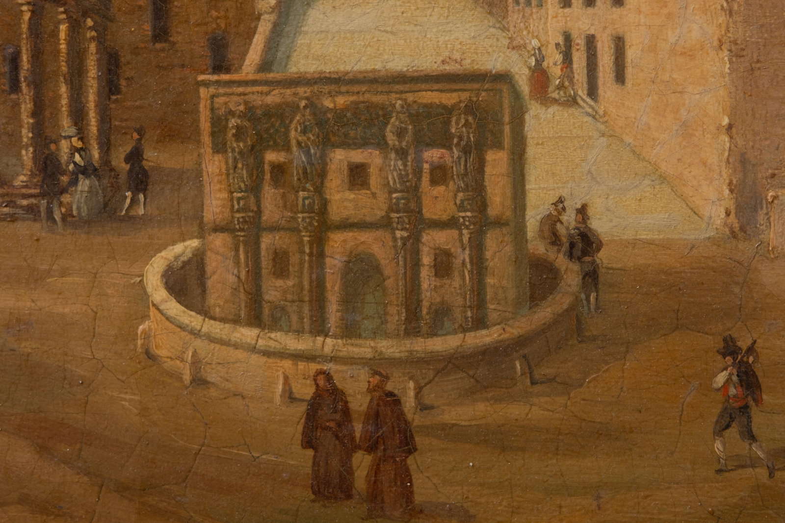 Dominique Danesi Signed Italian Piazza Oil on Canvas Painting, 1845 - 9