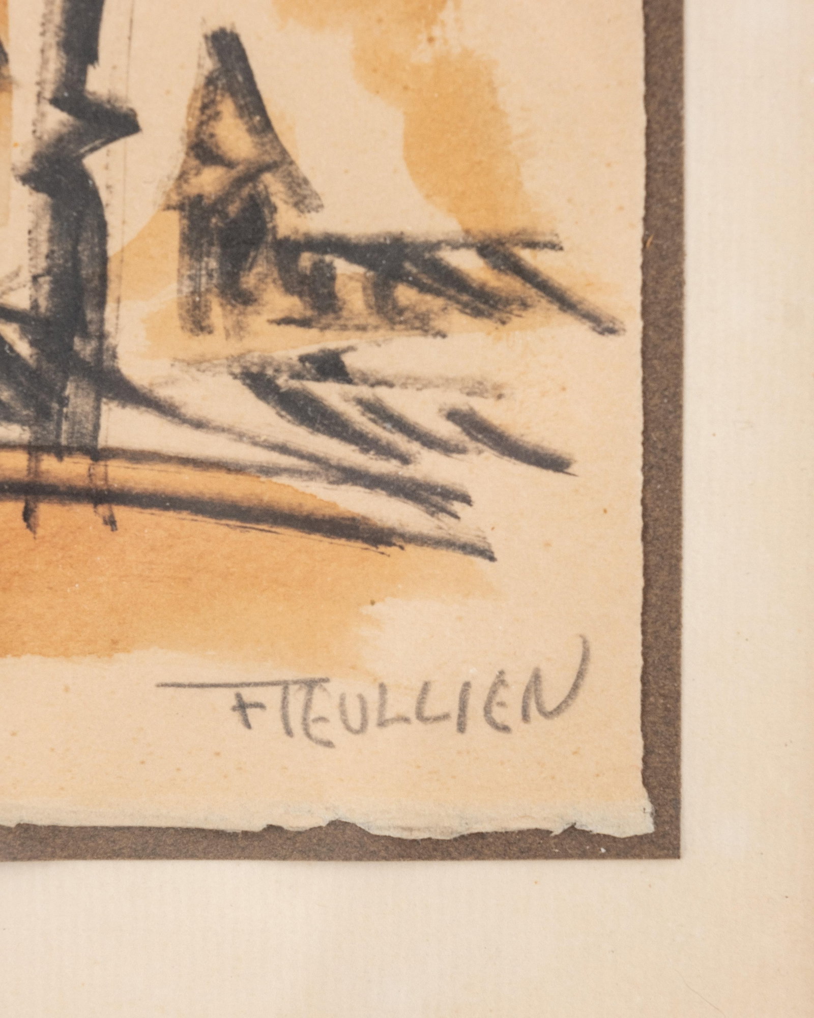 No Reserve: French work Abstract Landscape, Signed Painting on Paper, Fieullien? - 4
