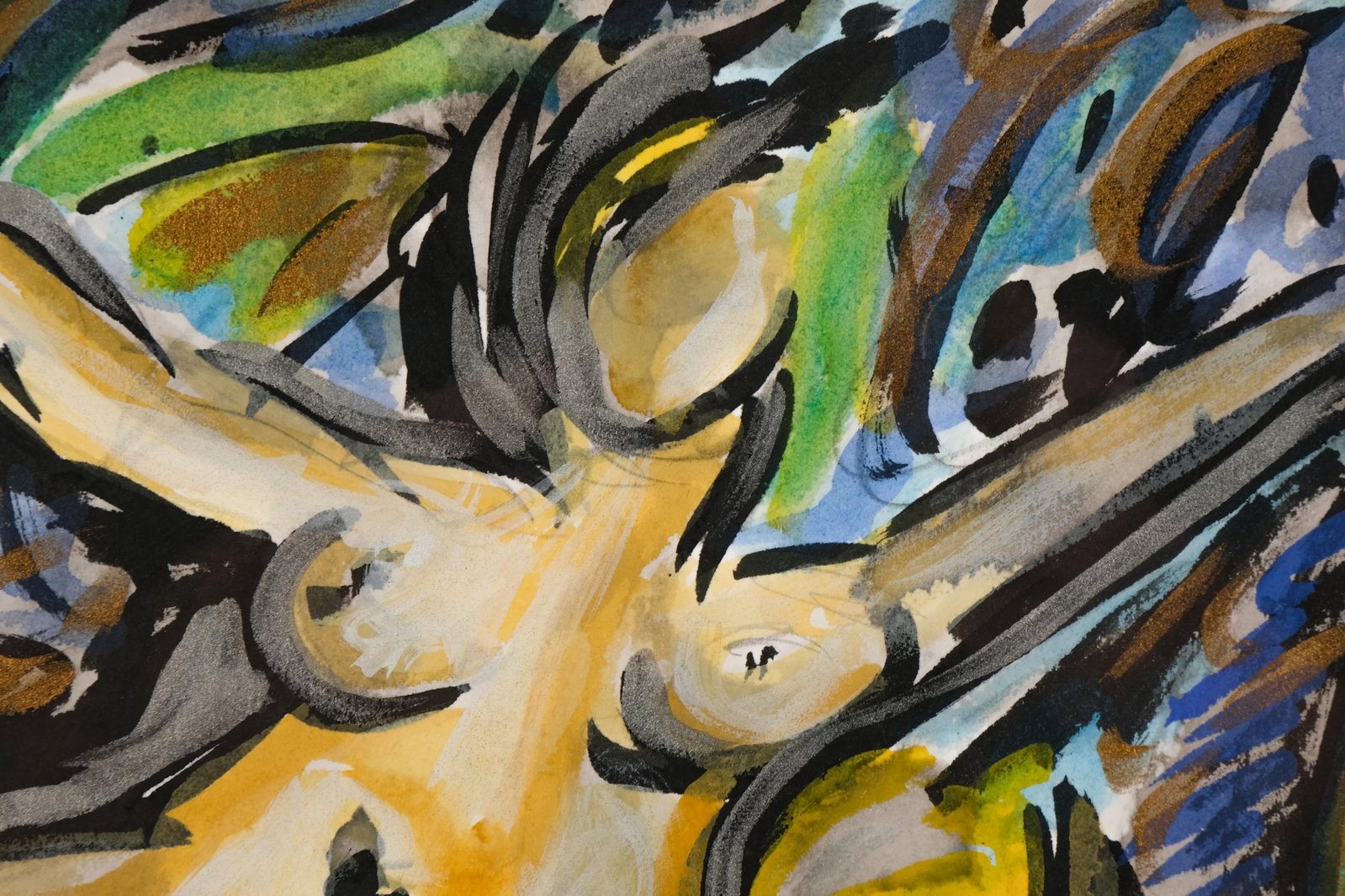 No Reserve: Alain Pouillet 'The Bathers', 1986, Signed Gouache and Watercolor Painting - 7